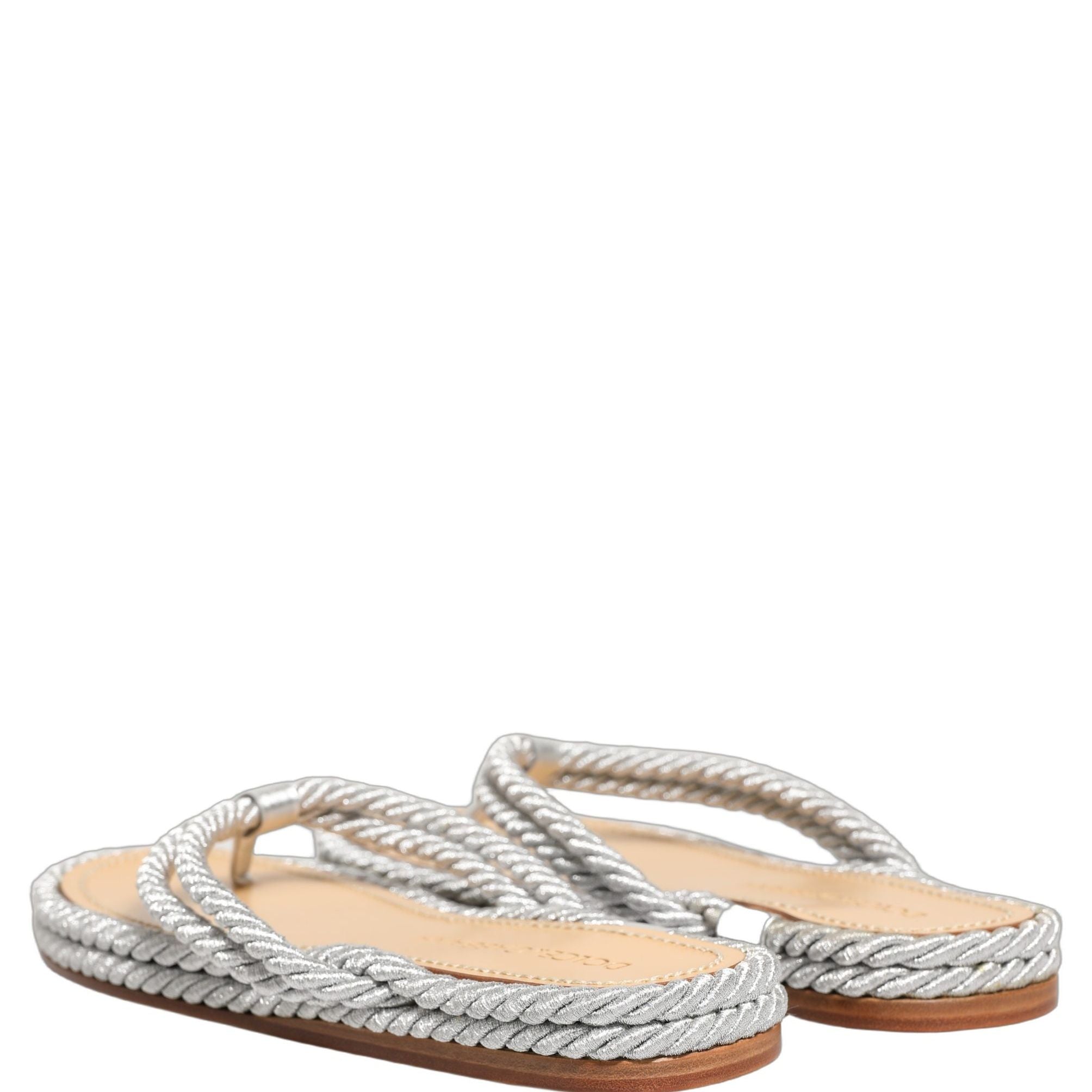 Dolce & Gabbana Silver Rope Slides Sandals Flip Flops Shoes