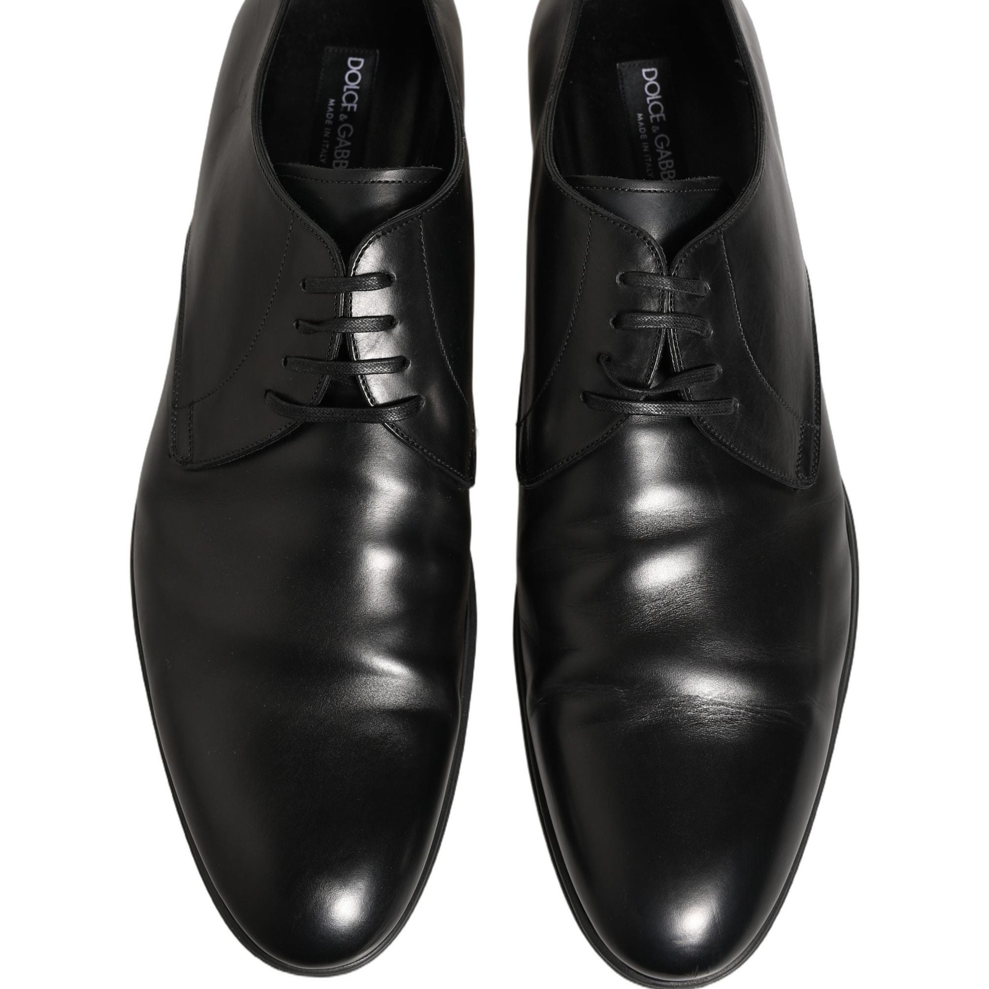 Dolce & Gabbana Black Leather Men Derby Dress Formal Shoes