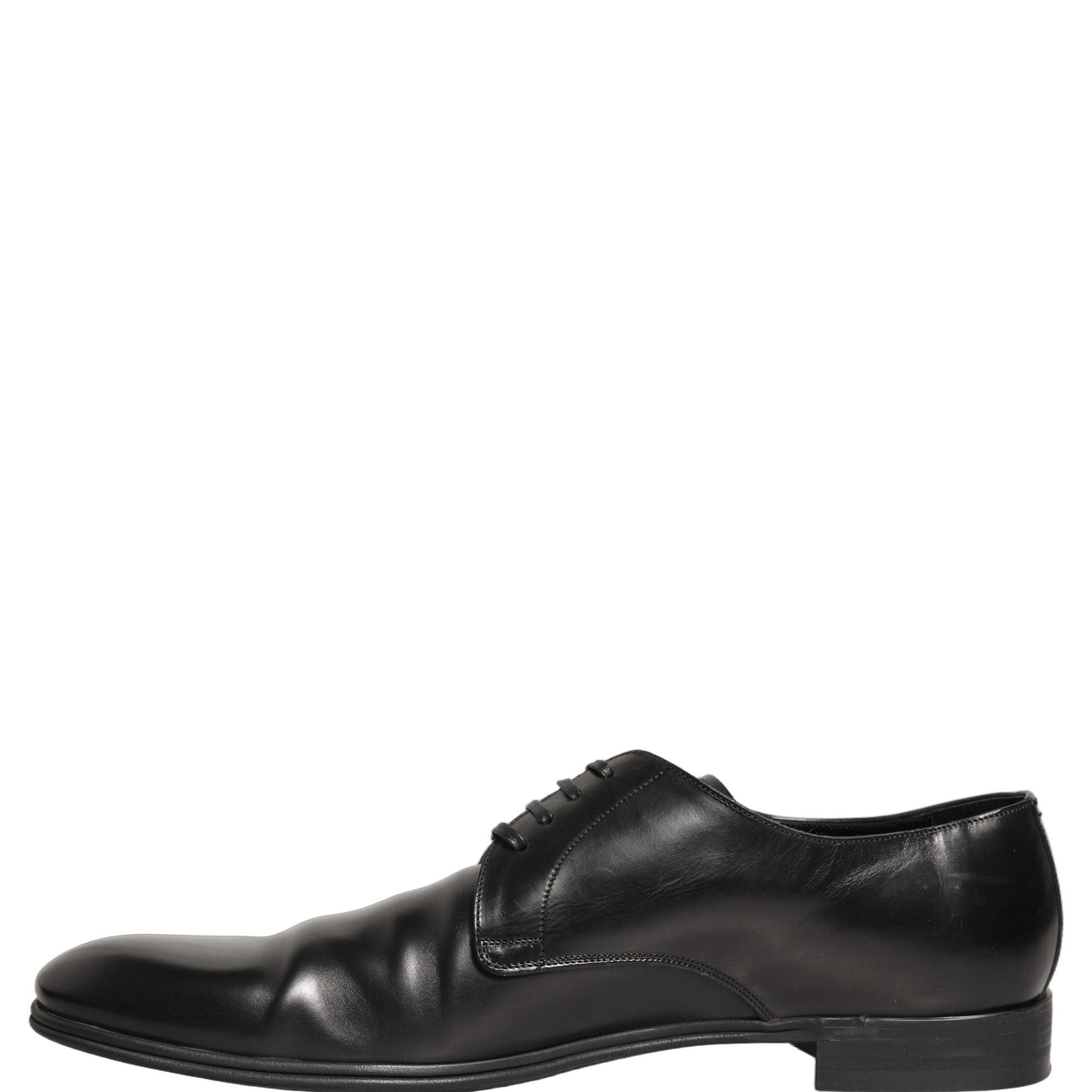 Dolce & Gabbana Black Leather Men Derby Dress Formal Shoes