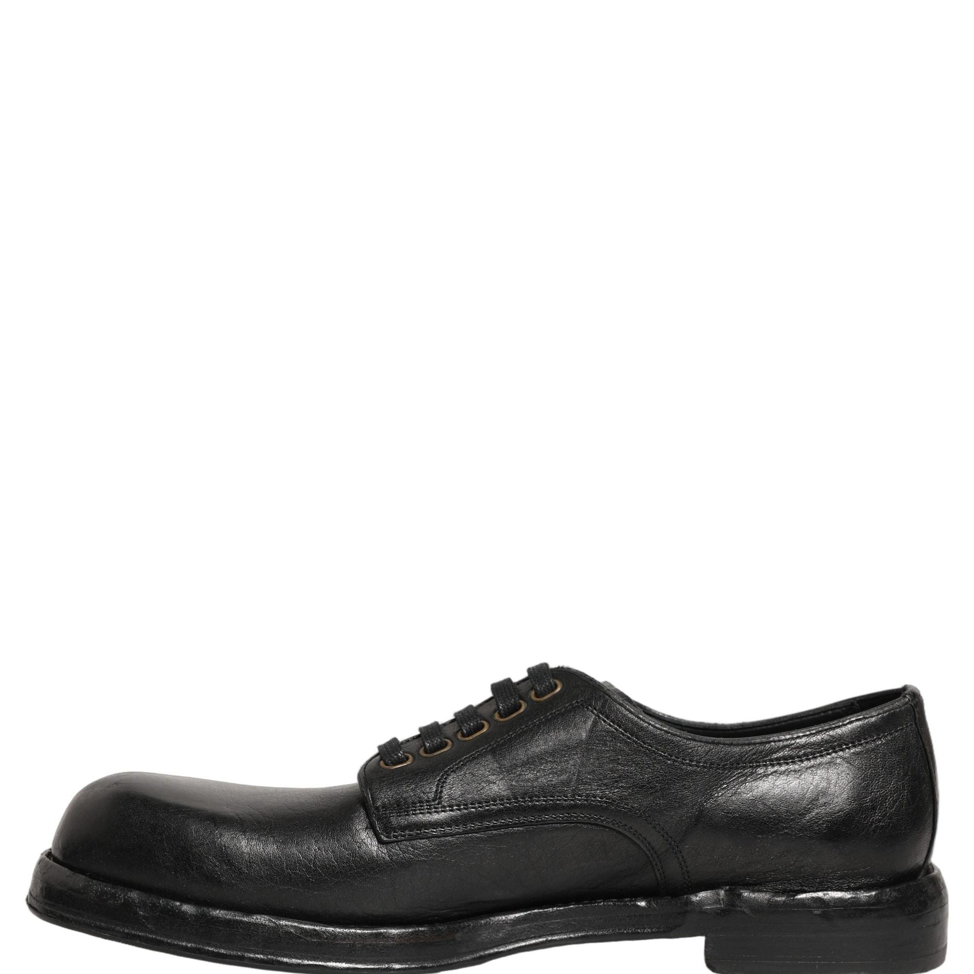 Dolce & Gabbana Black Leather Lace Up Derby Dress Men Shoes