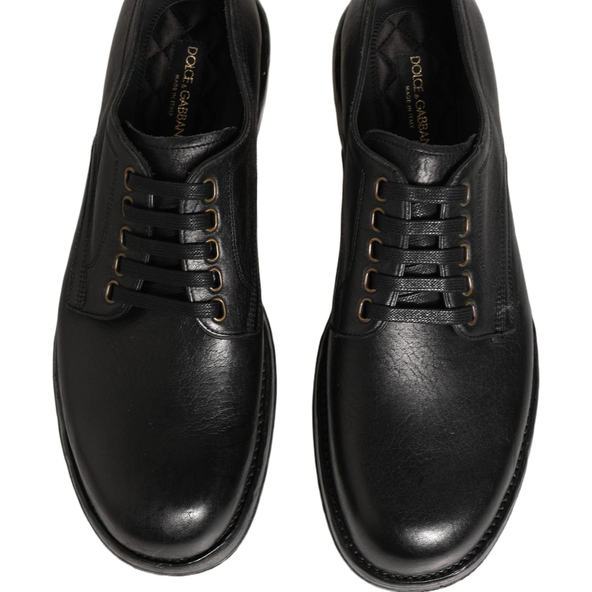Dolce & Gabbana Black Leather Lace Up Derby Dress Men Shoes