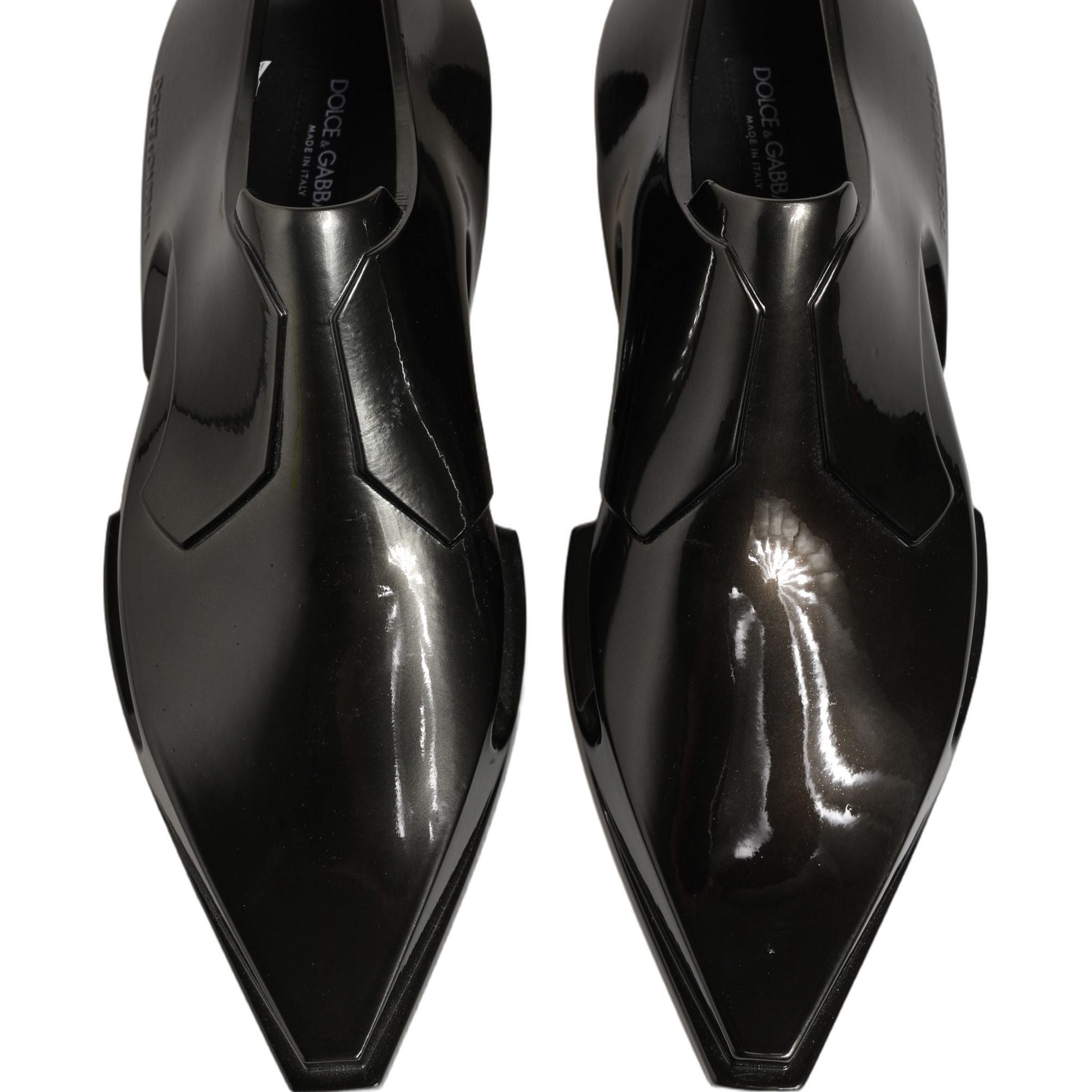 Dolce & Gabbana Dress Shiny Black Slip On Plastic Dress Shoes