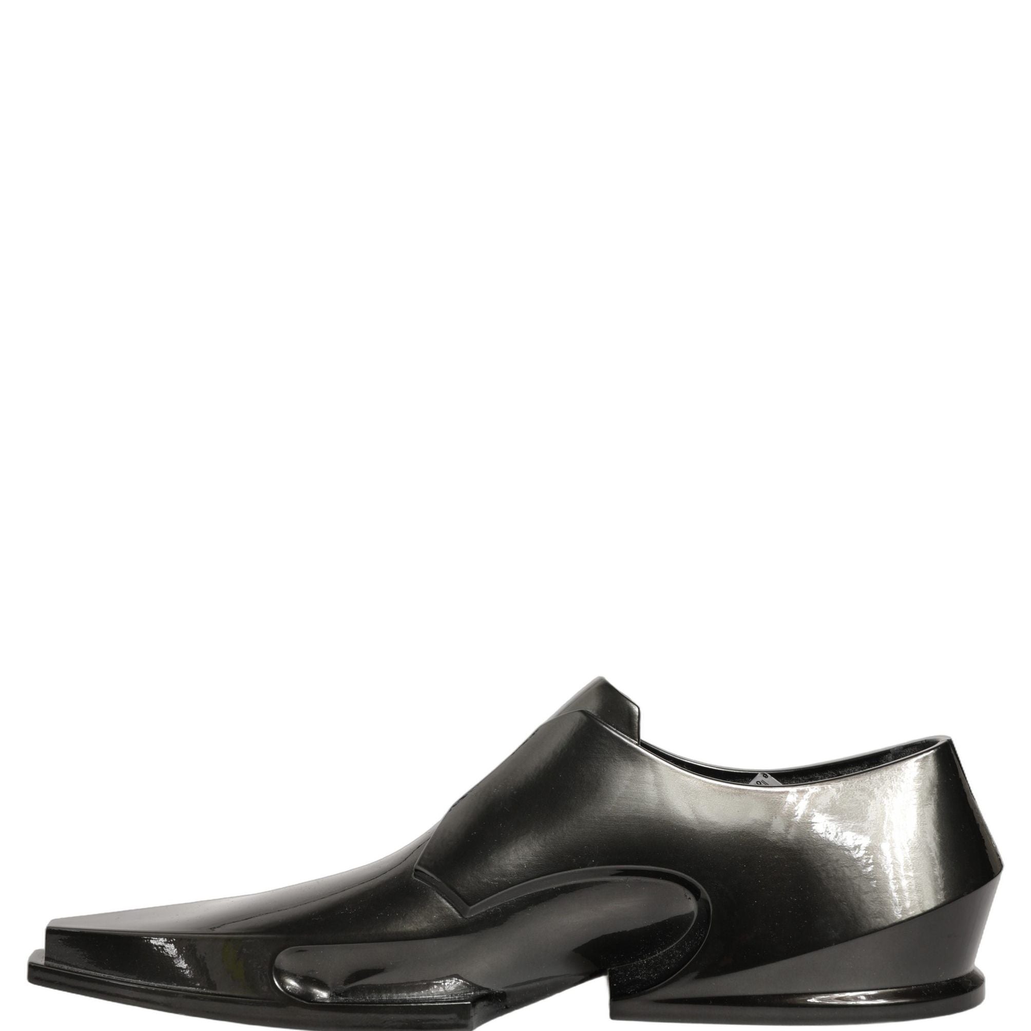 Dolce & Gabbana Dress Shiny Black Slip On Plastic Dress Shoes