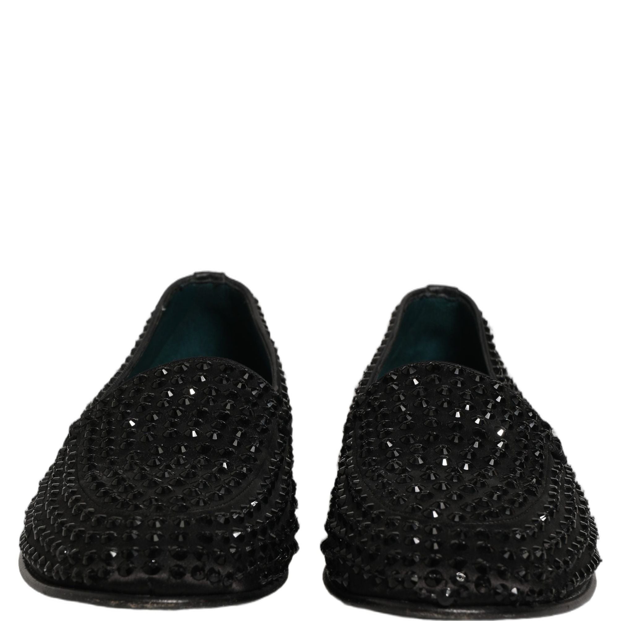 Dolce & Gabbana Black Rhinestone Embellished Loafers Shoes