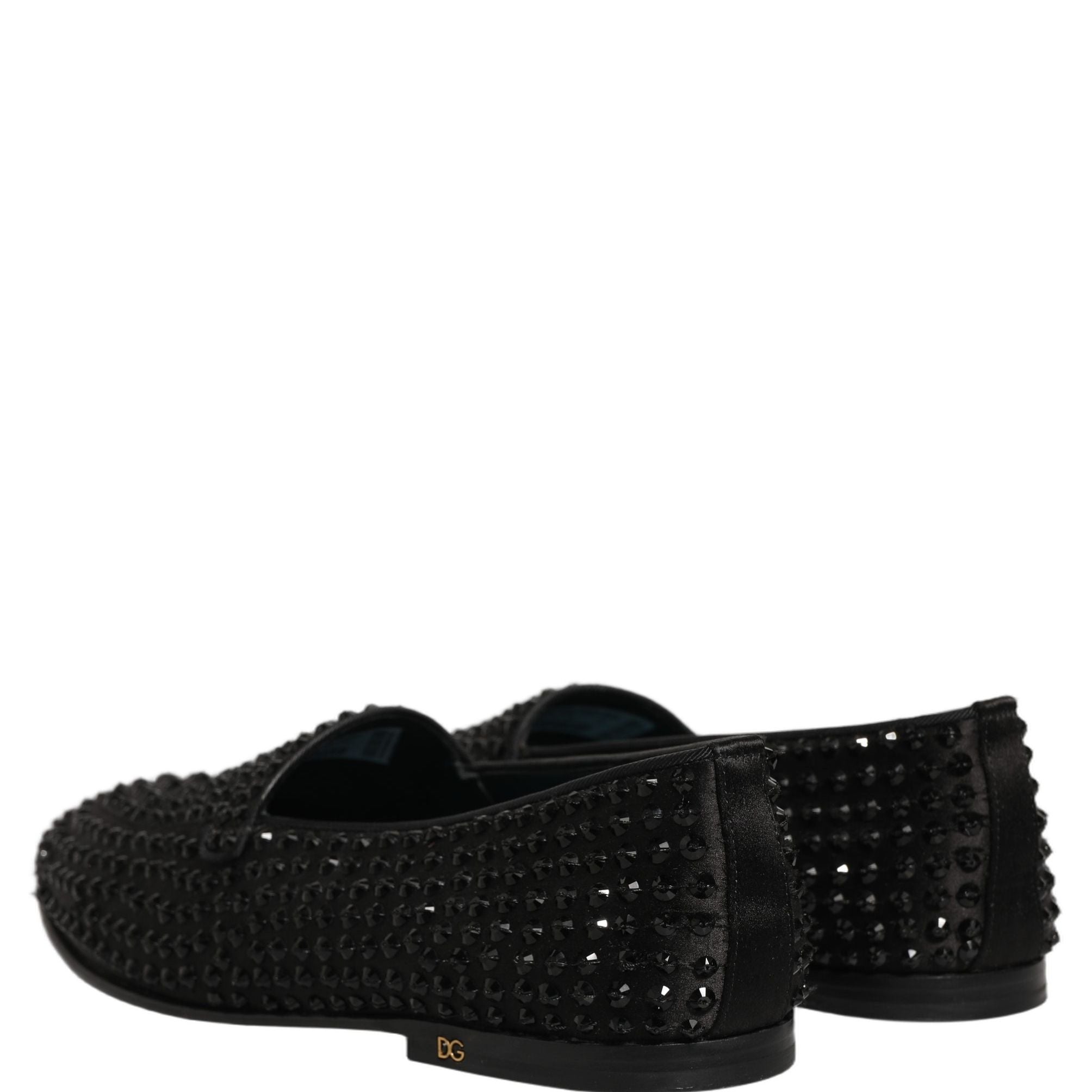Dolce & Gabbana Black Rhinestone Embellished Loafers Shoes