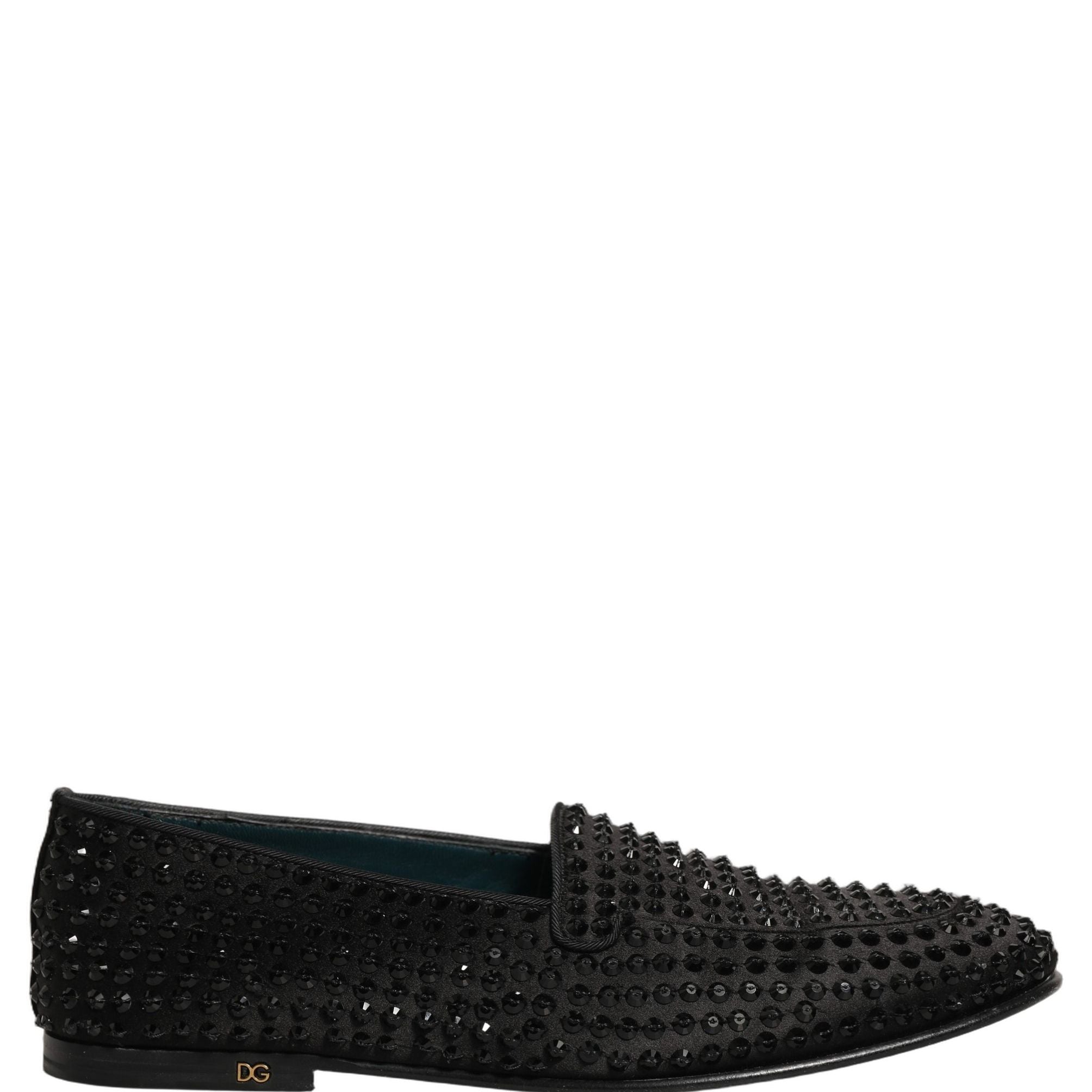 Dolce & Gabbana Black Rhinestone Embellished Loafers Shoes