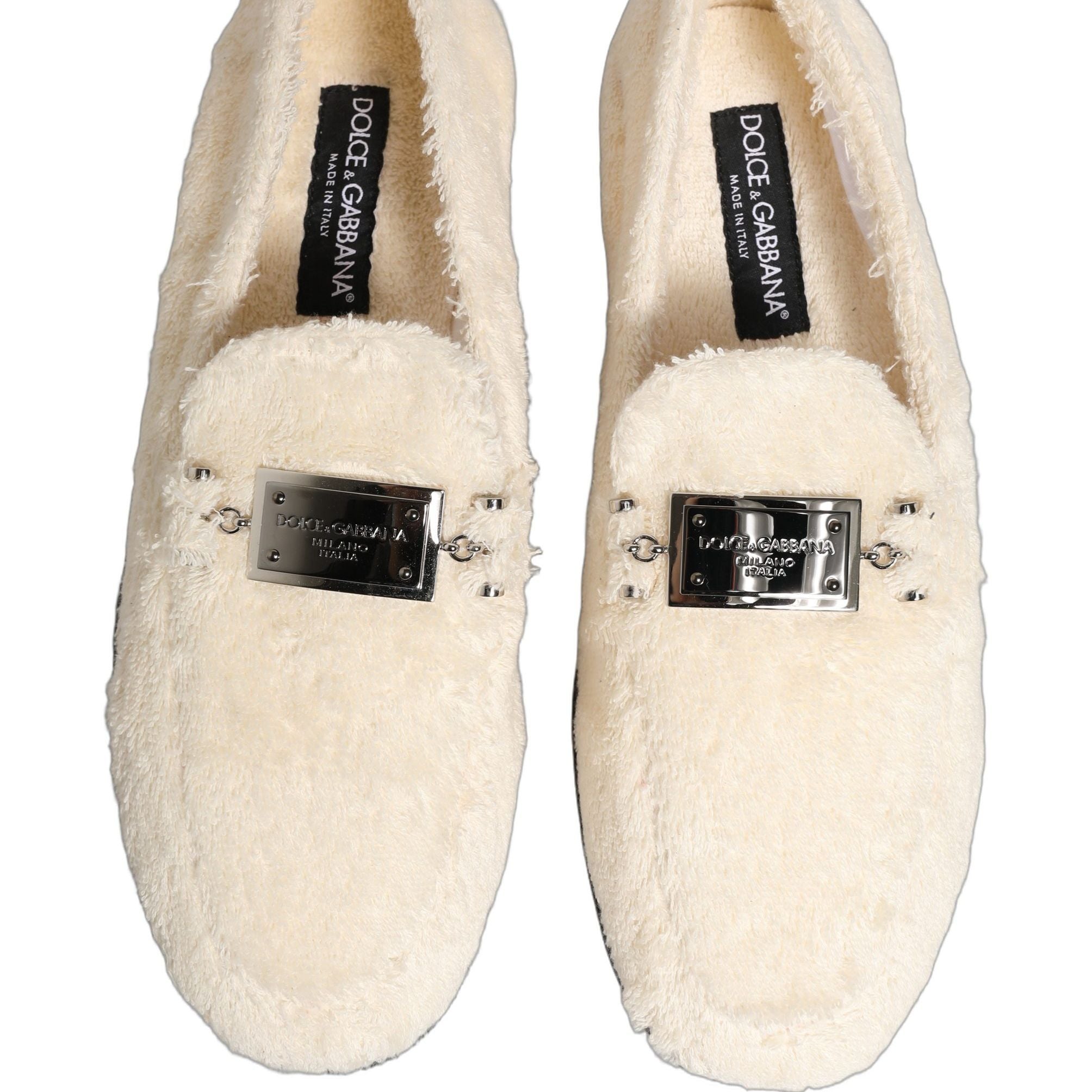 Dolce & Gabbana White Fur Shearling Men Dress Loafers Shoes