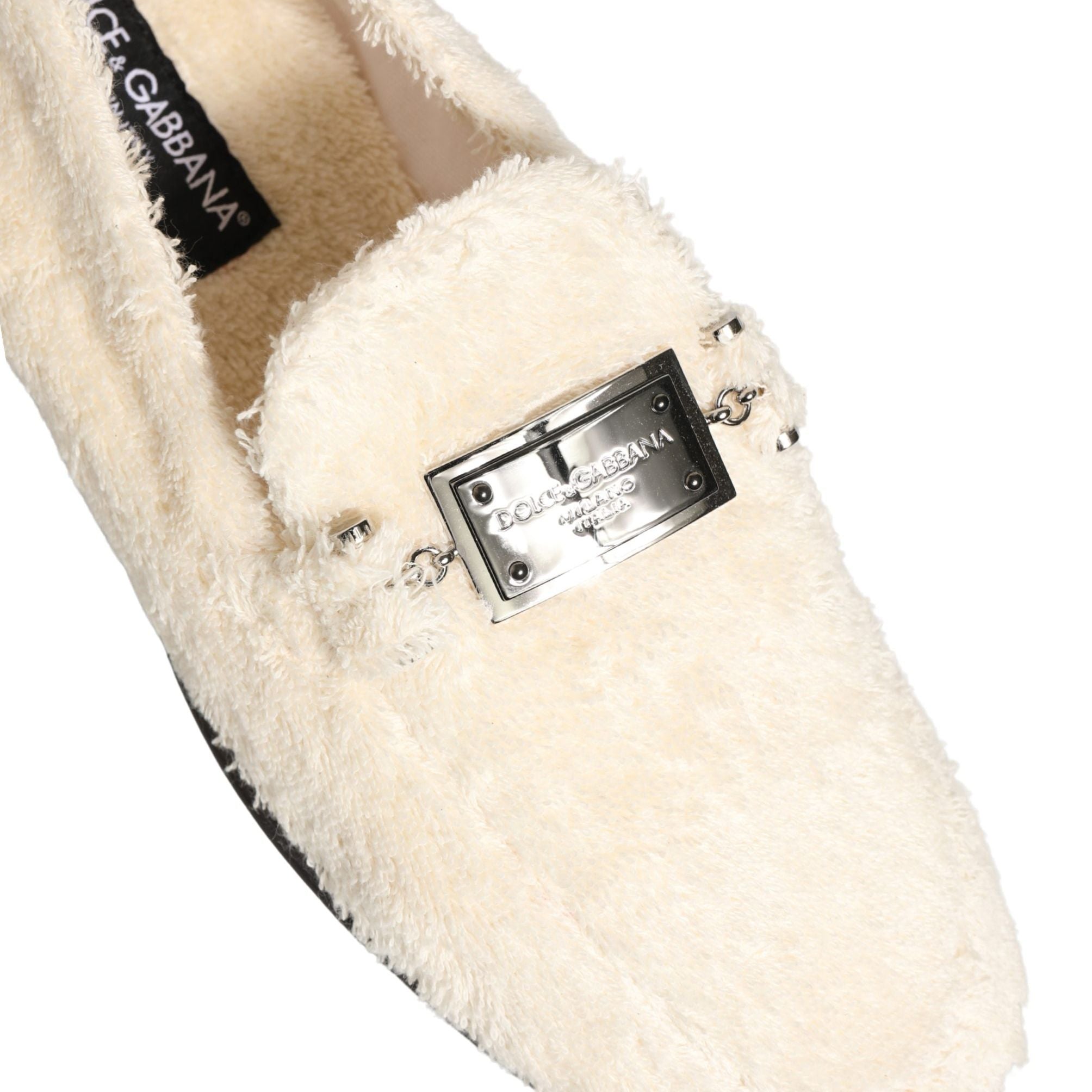 Dolce & Gabbana White Fur Shearling Men Dress Loafers Shoes