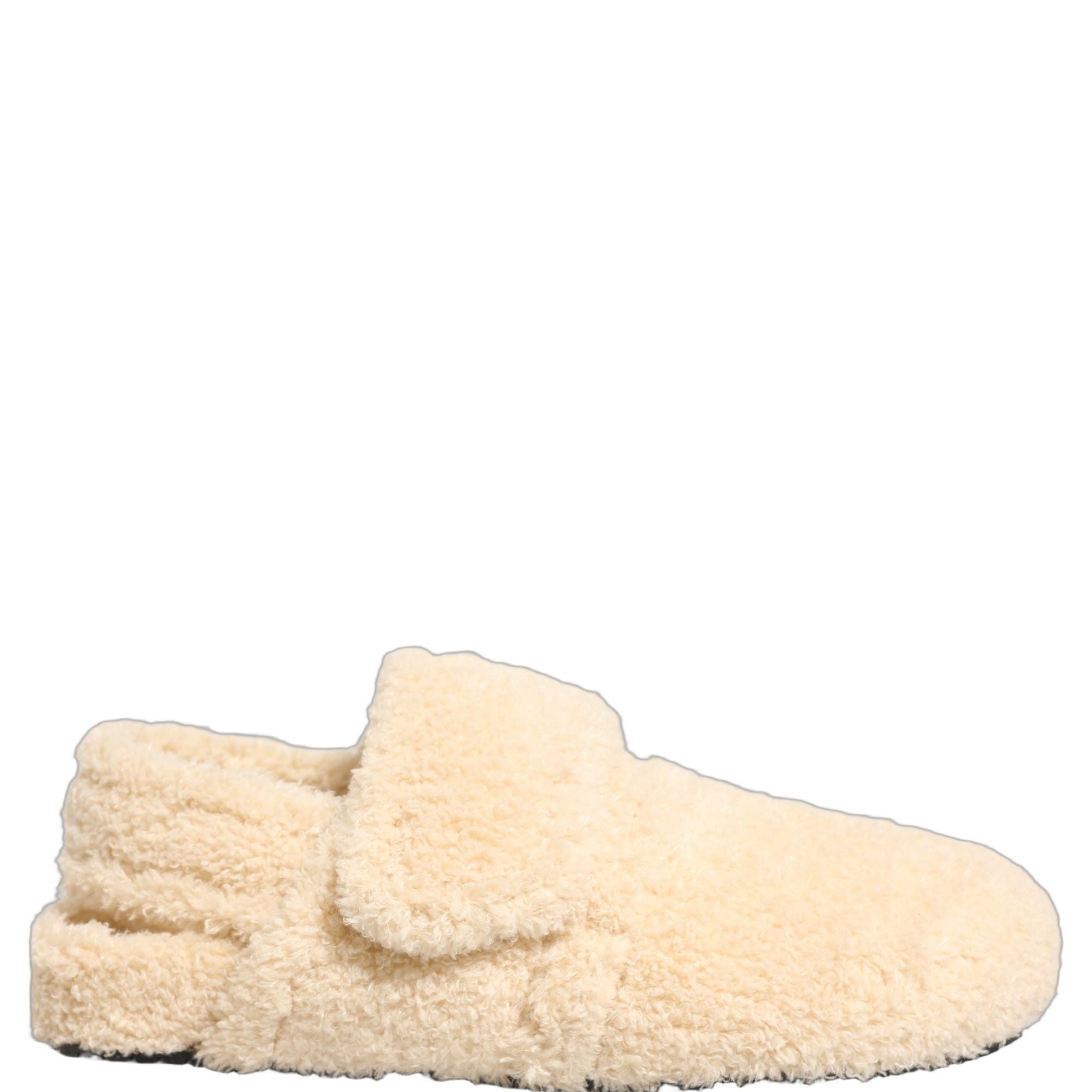 Dolce & Gabbana Beige Faux Fur Flats Men Slides Sandals Shoes
