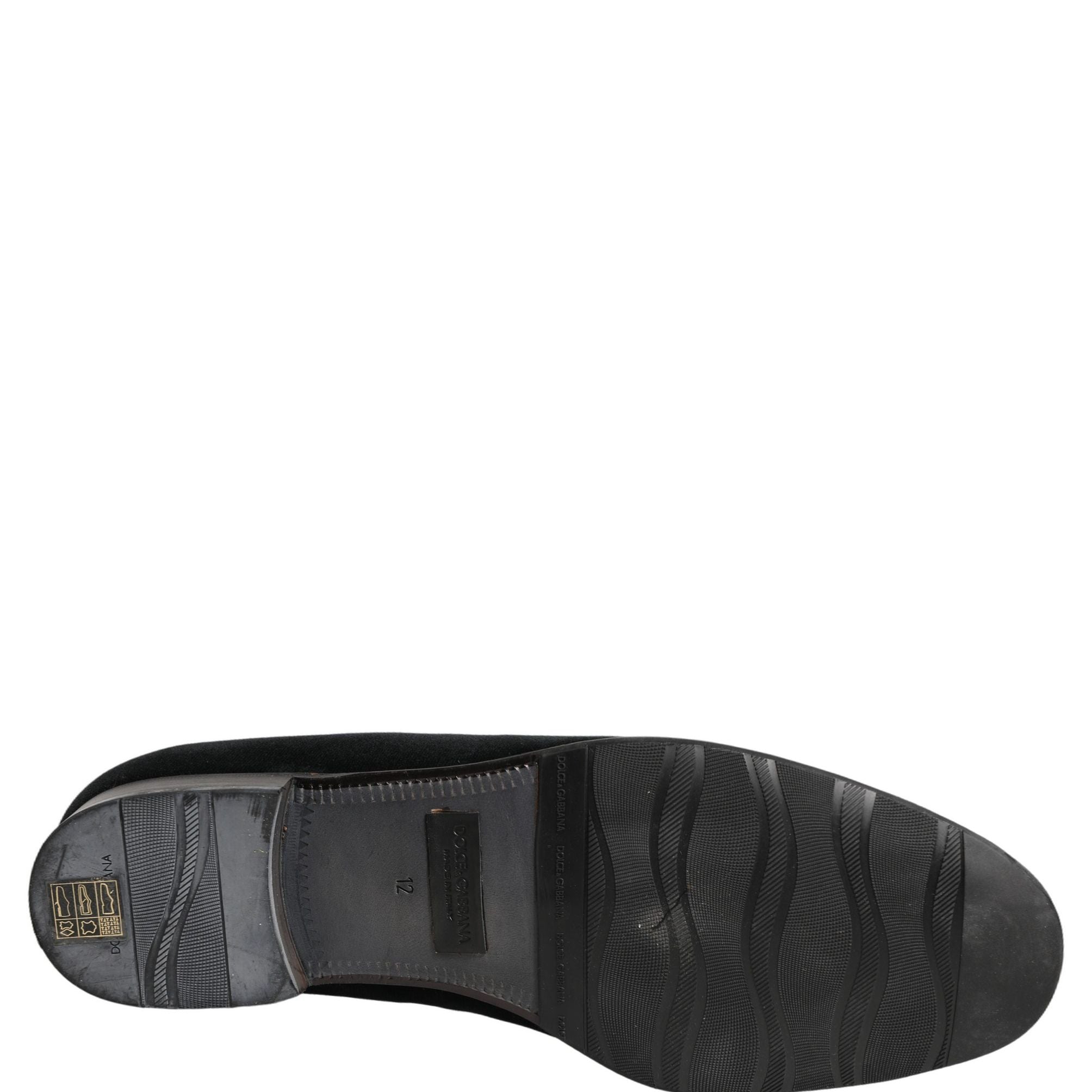 Dolce & Gabbana Black Velvet Loafers Formal Men Dress Shoes