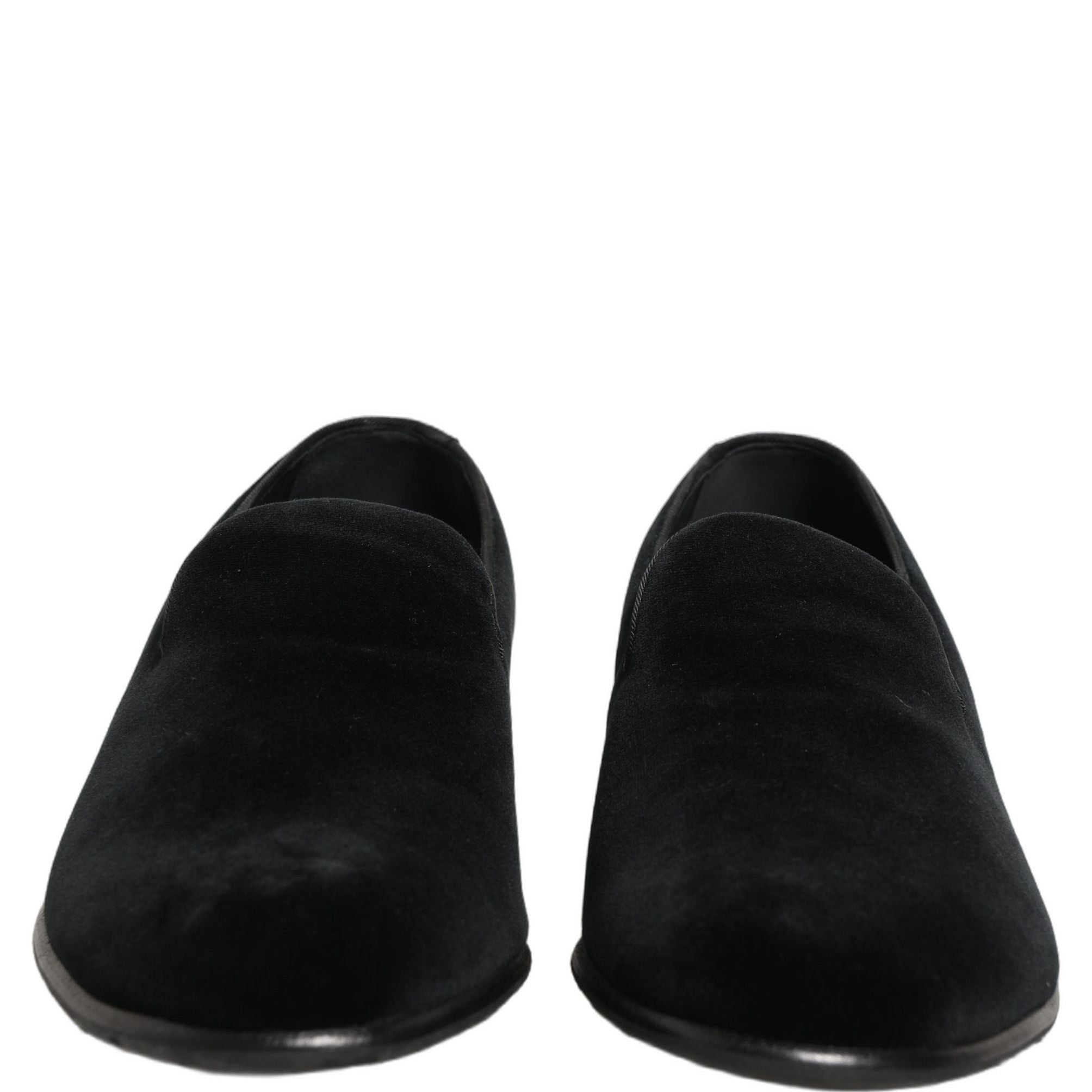 Dolce & Gabbana Black Velvet Loafers Formal Men Dress Shoes