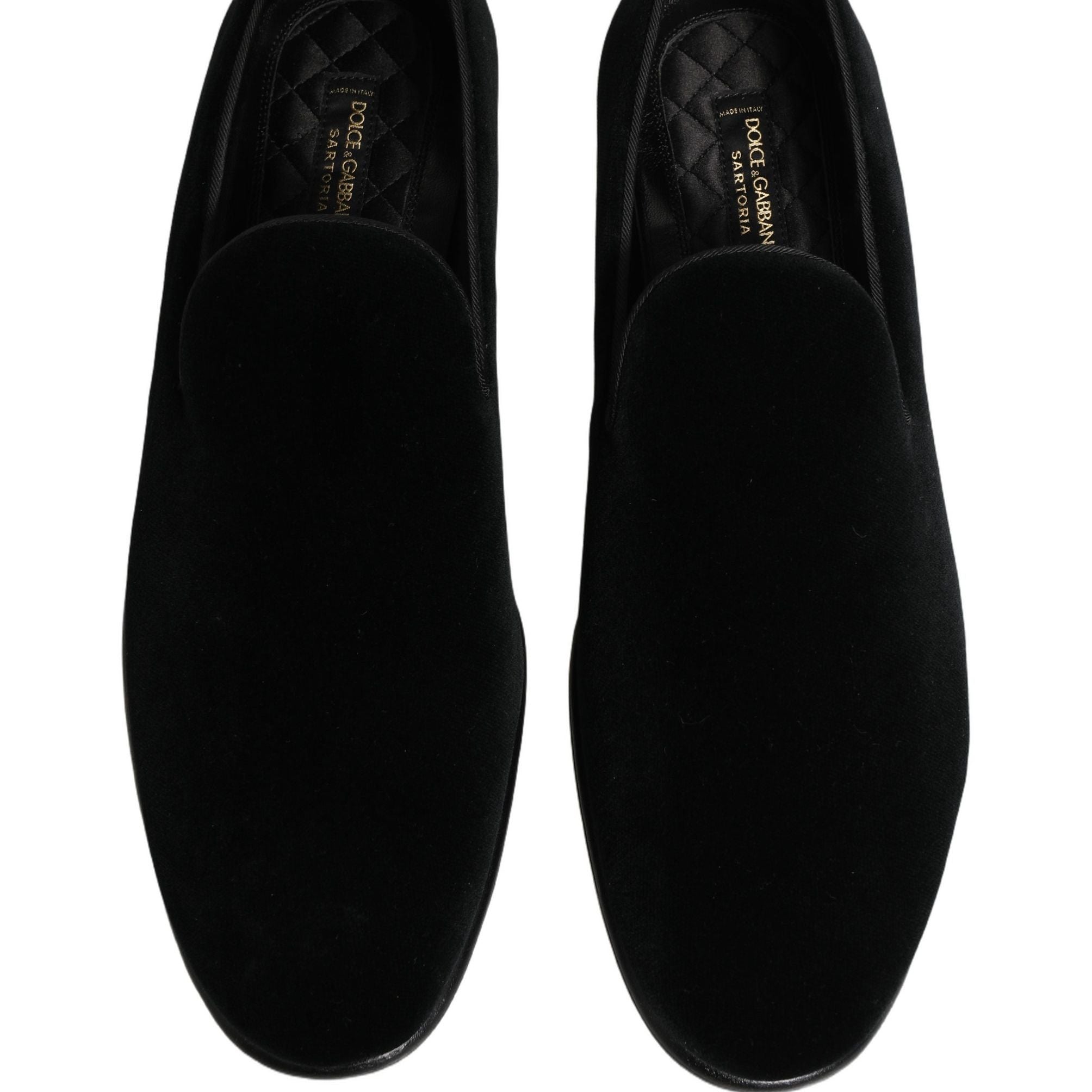 Dolce & Gabbana Black Velvet Loafers Formal Men Dress Shoes