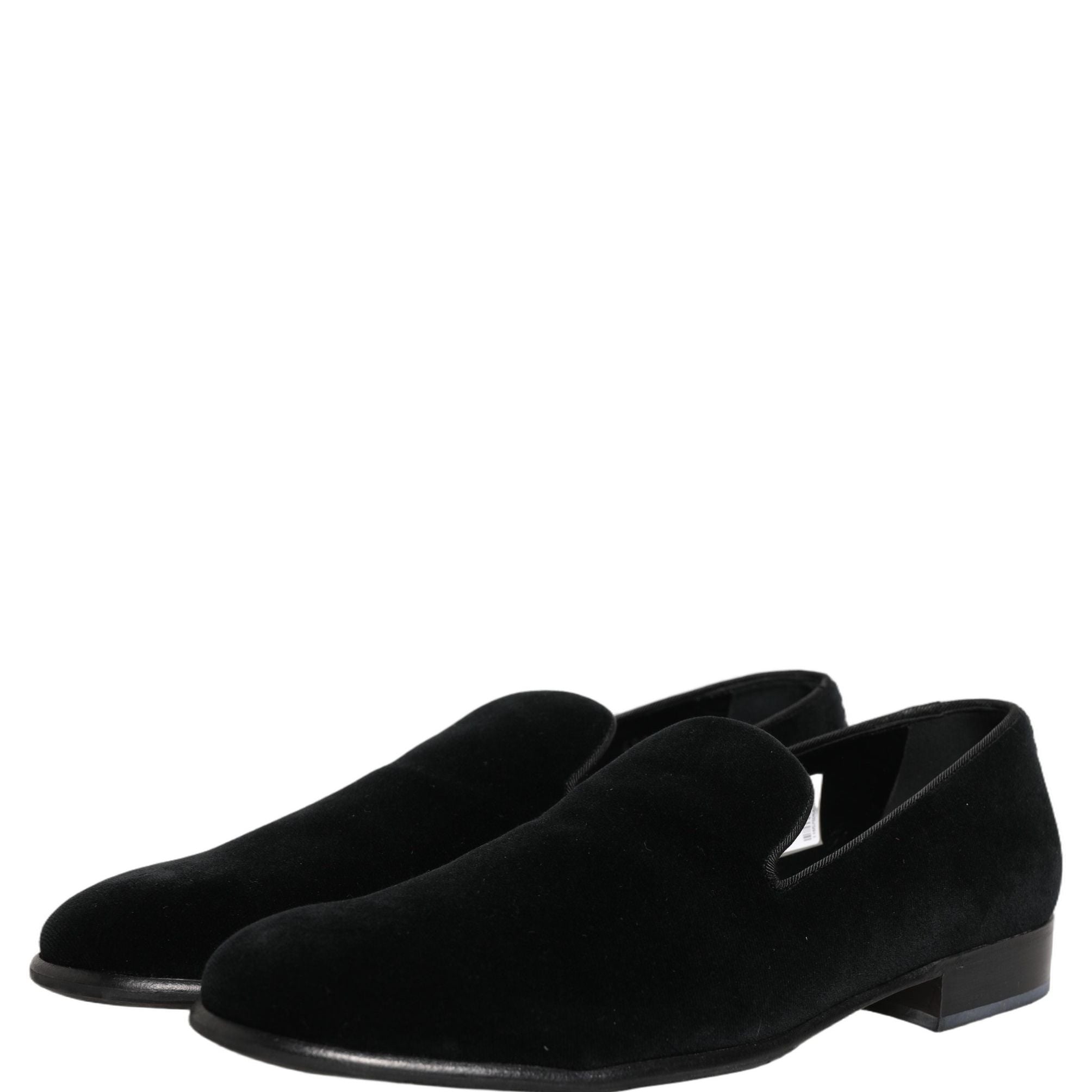 Dolce & Gabbana Black Velvet Loafers Formal Men Dress Shoes