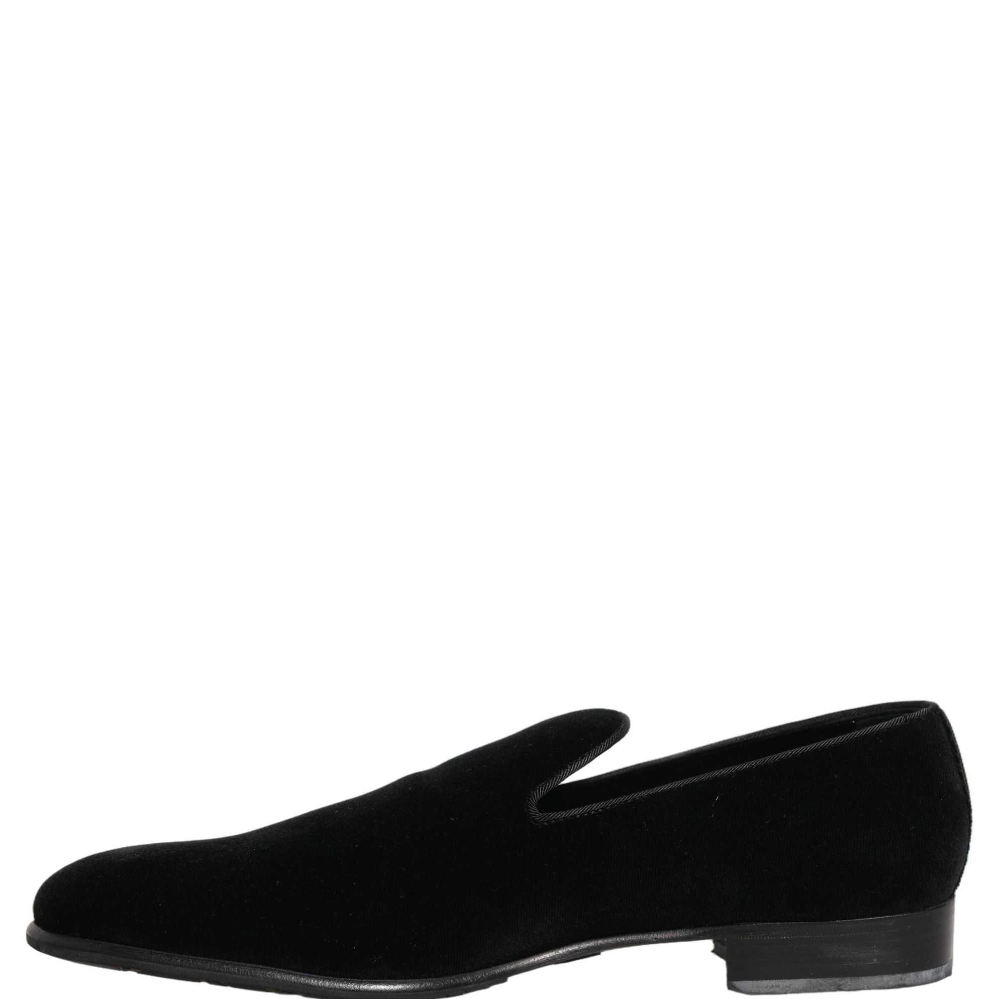 Dolce & Gabbana Black Velvet Loafers Formal Men Dress Shoes