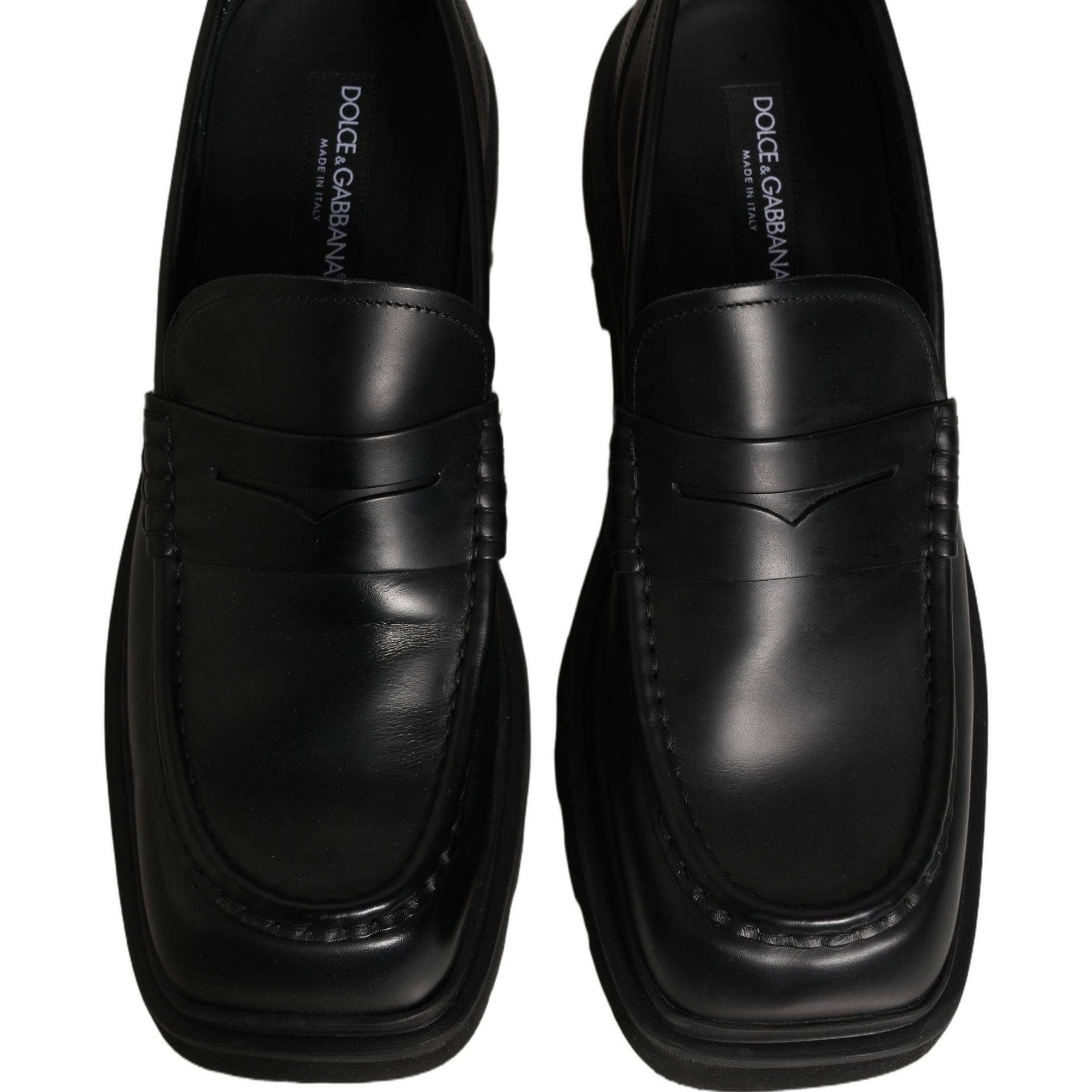 Dolce & Gabbana Black Calfskin Leather Men Dress Loafer Shoes