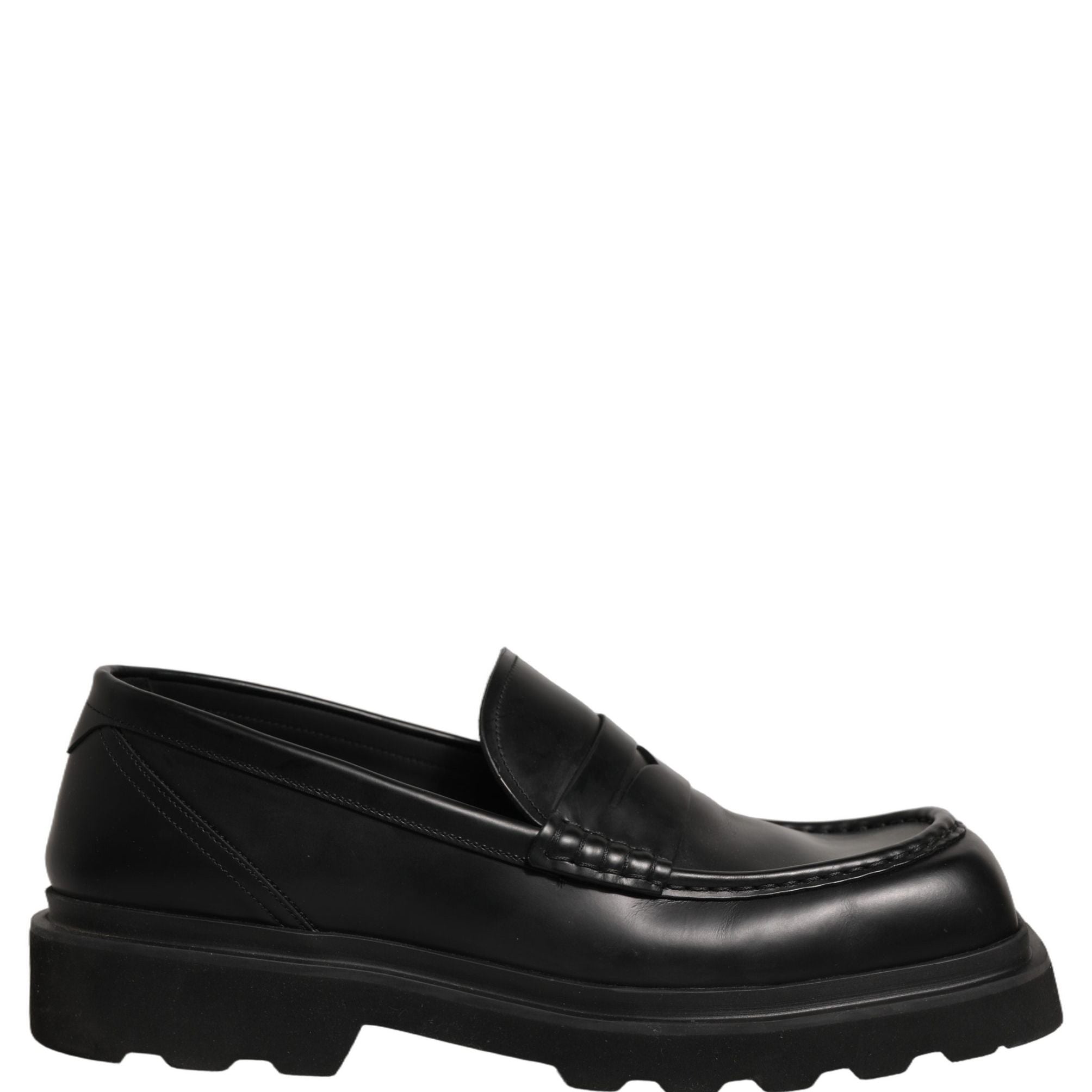 Dolce & Gabbana Black Calfskin Leather Men Dress Loafer Shoes