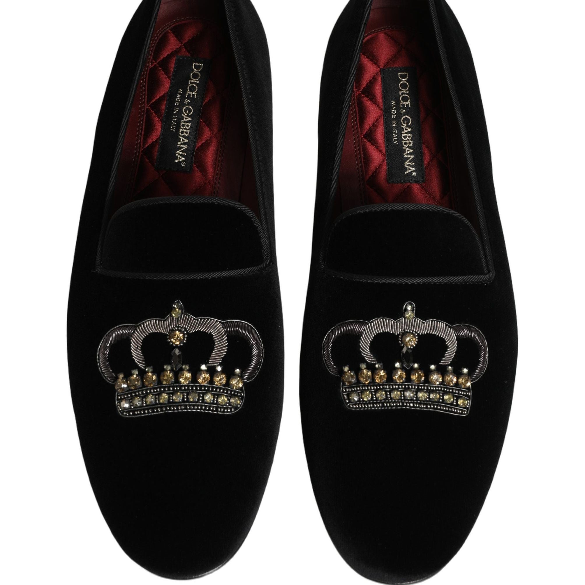 Dolce & Gabbana Black Crown Embellished Dress Loafers Shoes