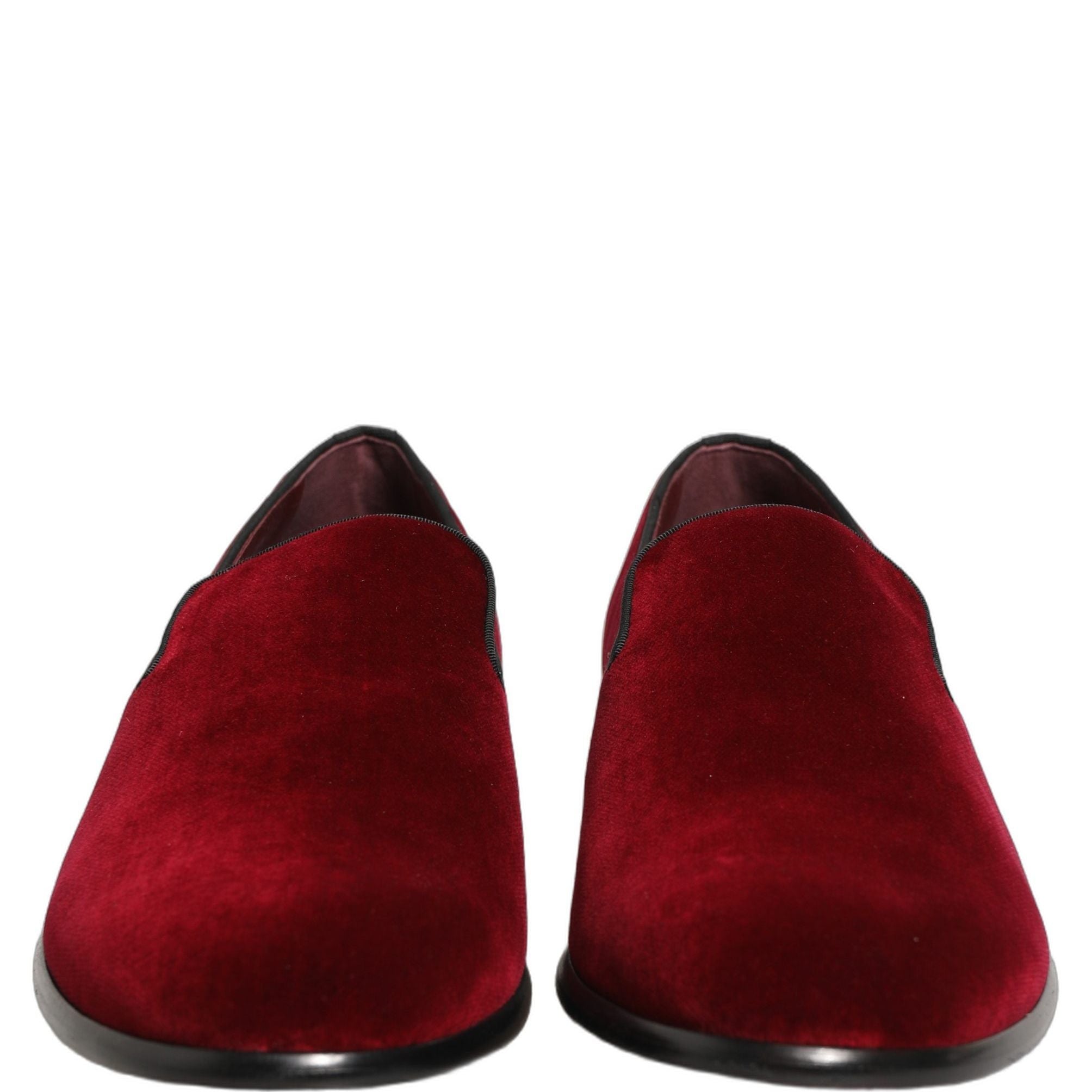 Dolce & Gabbana Maroon Velvet Slip On Men Dress Loafers Shoes
