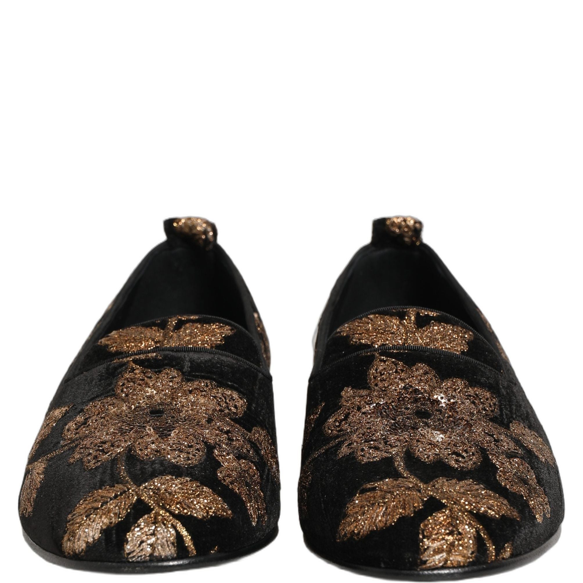 Dolce & Gabbana Black Floral Jacquard Dress Loafers Shoes