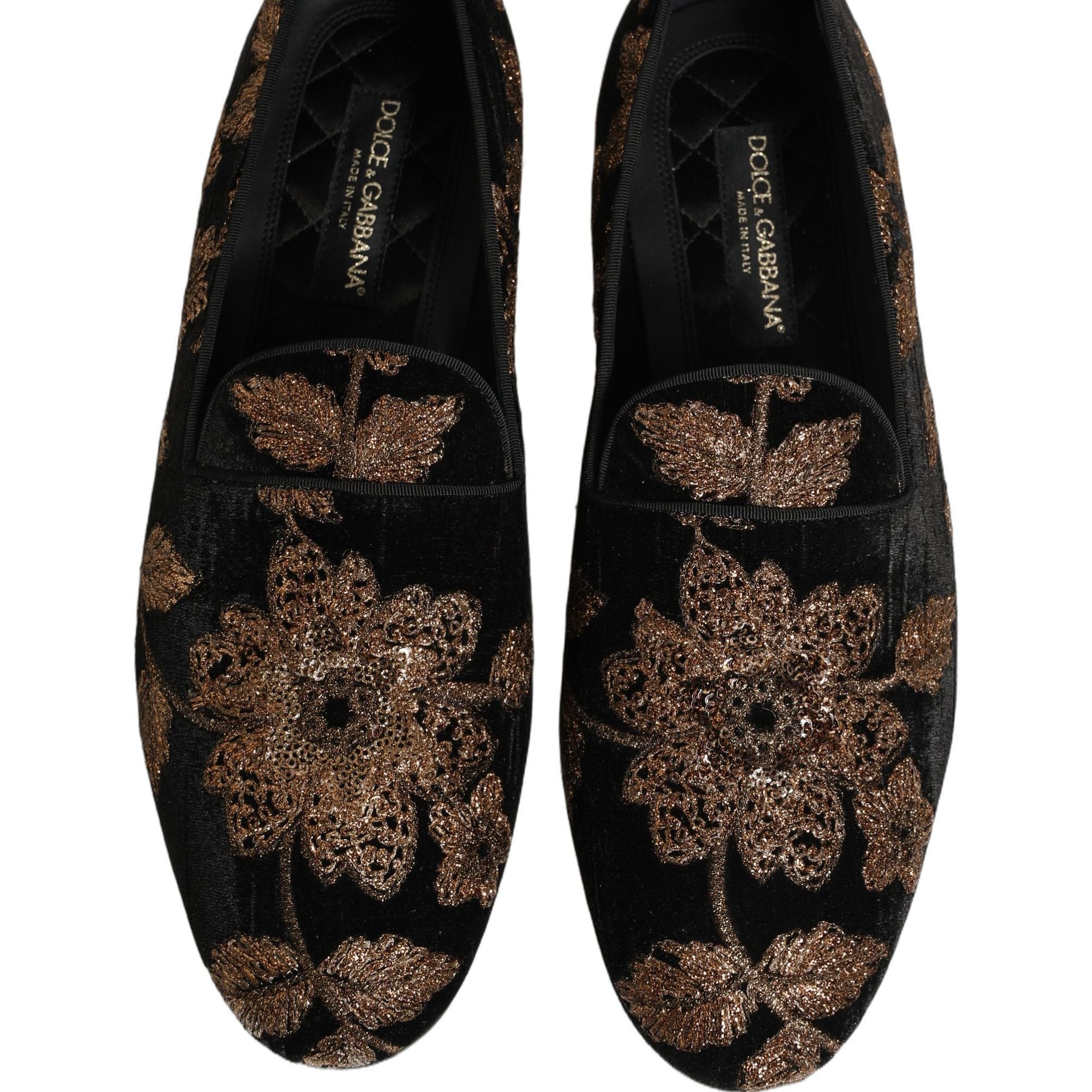 Dolce & Gabbana Black Floral Jacquard Dress Loafers Shoes