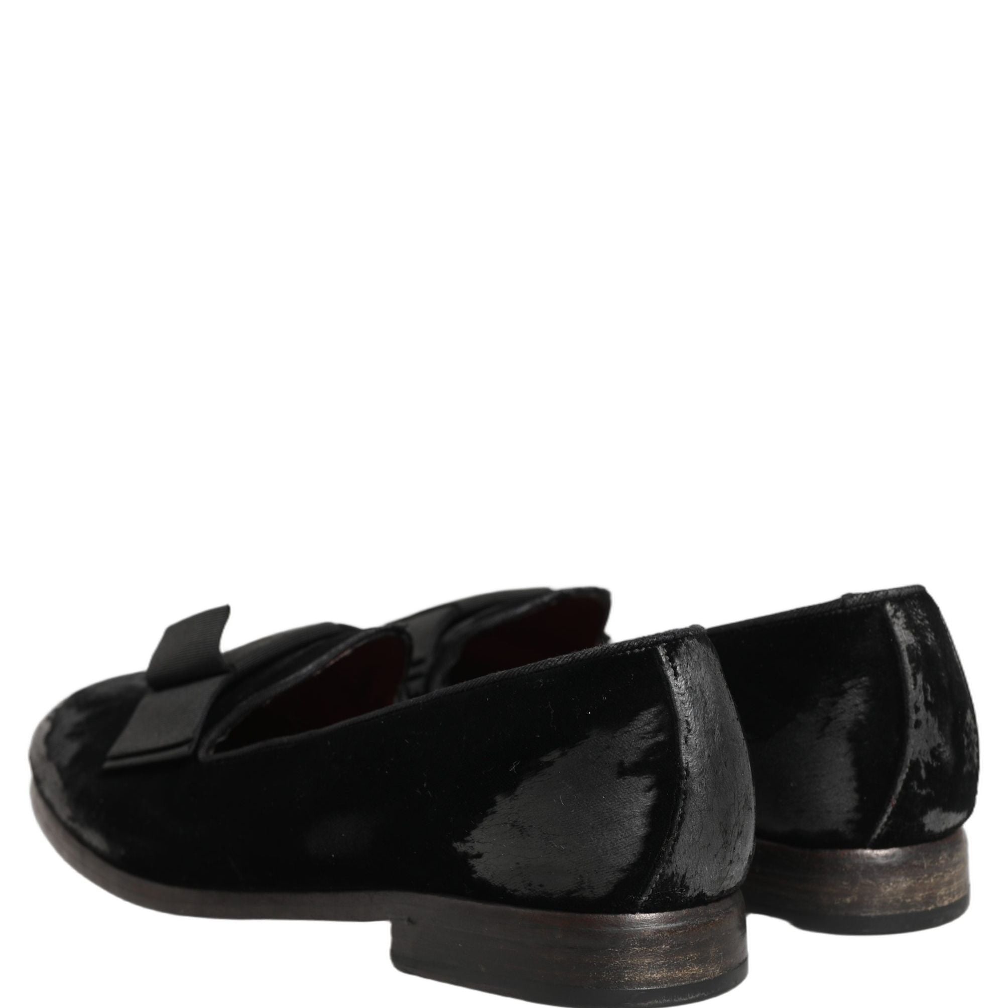 Dolce & Gabbana Black Velvet Loafers Formal Men Dress Shoes