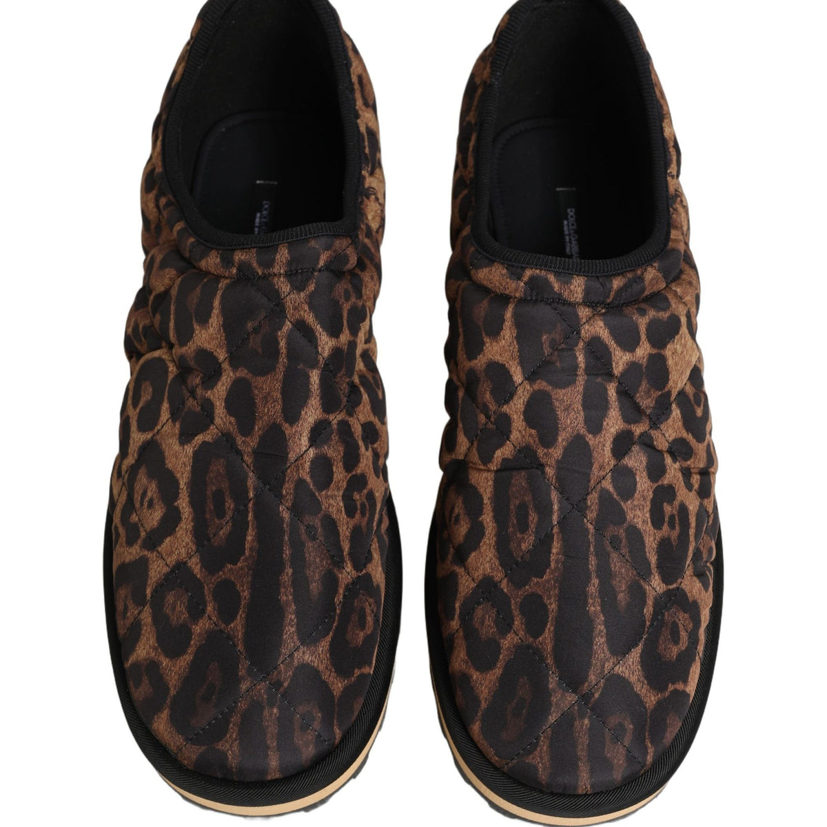 Dolce & Gabbana Brown Leopard Print Quilted Men Sneakers Shoes