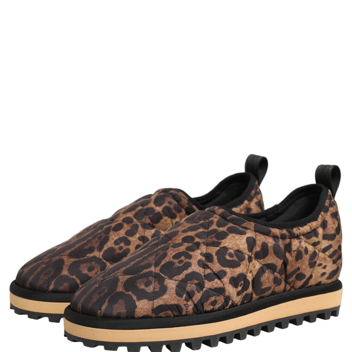 Dolce & Gabbana Brown Leopard Print Quilted Men Sneakers Shoes