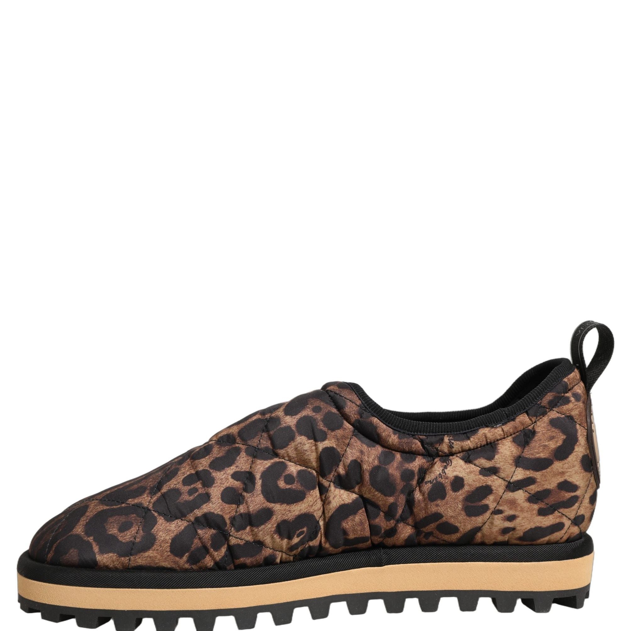 Dolce & Gabbana Brown Leopard Print Quilted Men Sneakers Shoes