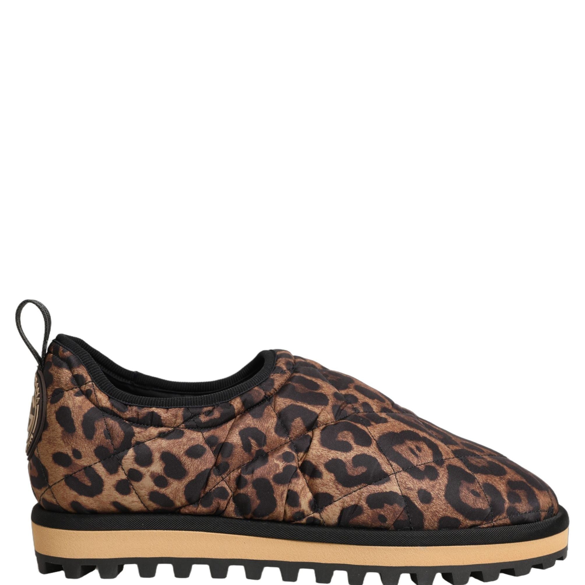 Dolce & Gabbana Brown Leopard Print Quilted Men Sneakers Shoes