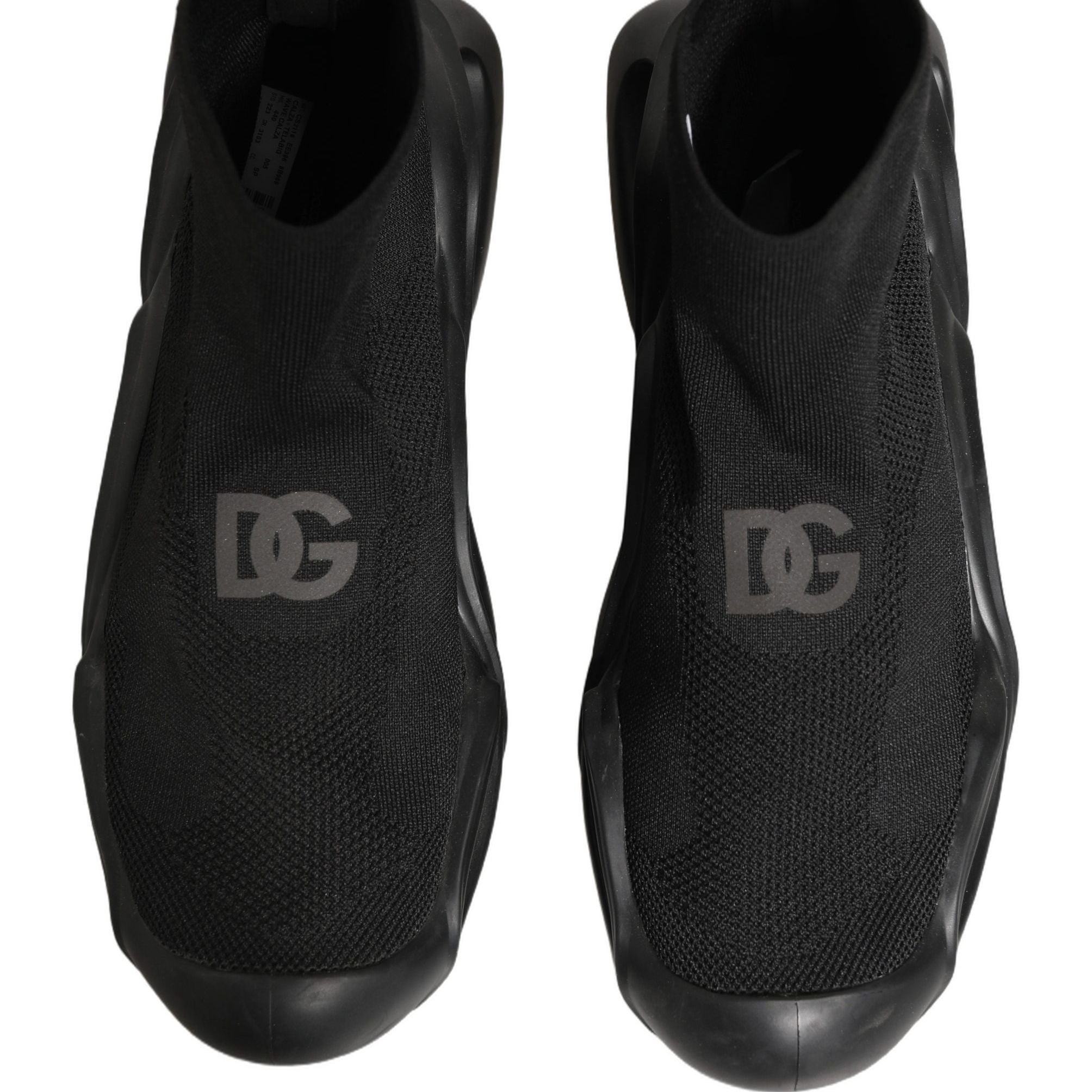 Dolce & Gabbana Black Slip On Wave Socks Men Sneakers Shoes