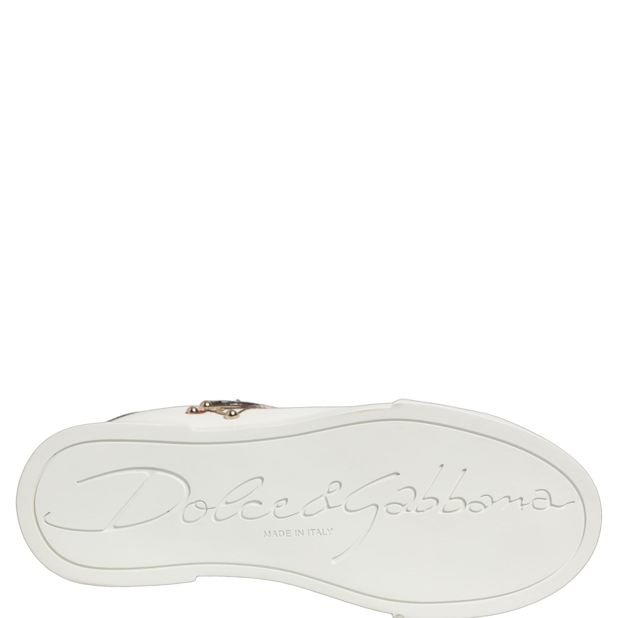 Dolce & Gabbana White Patch Calfskin Nappa Portofino Sneakers Shoes