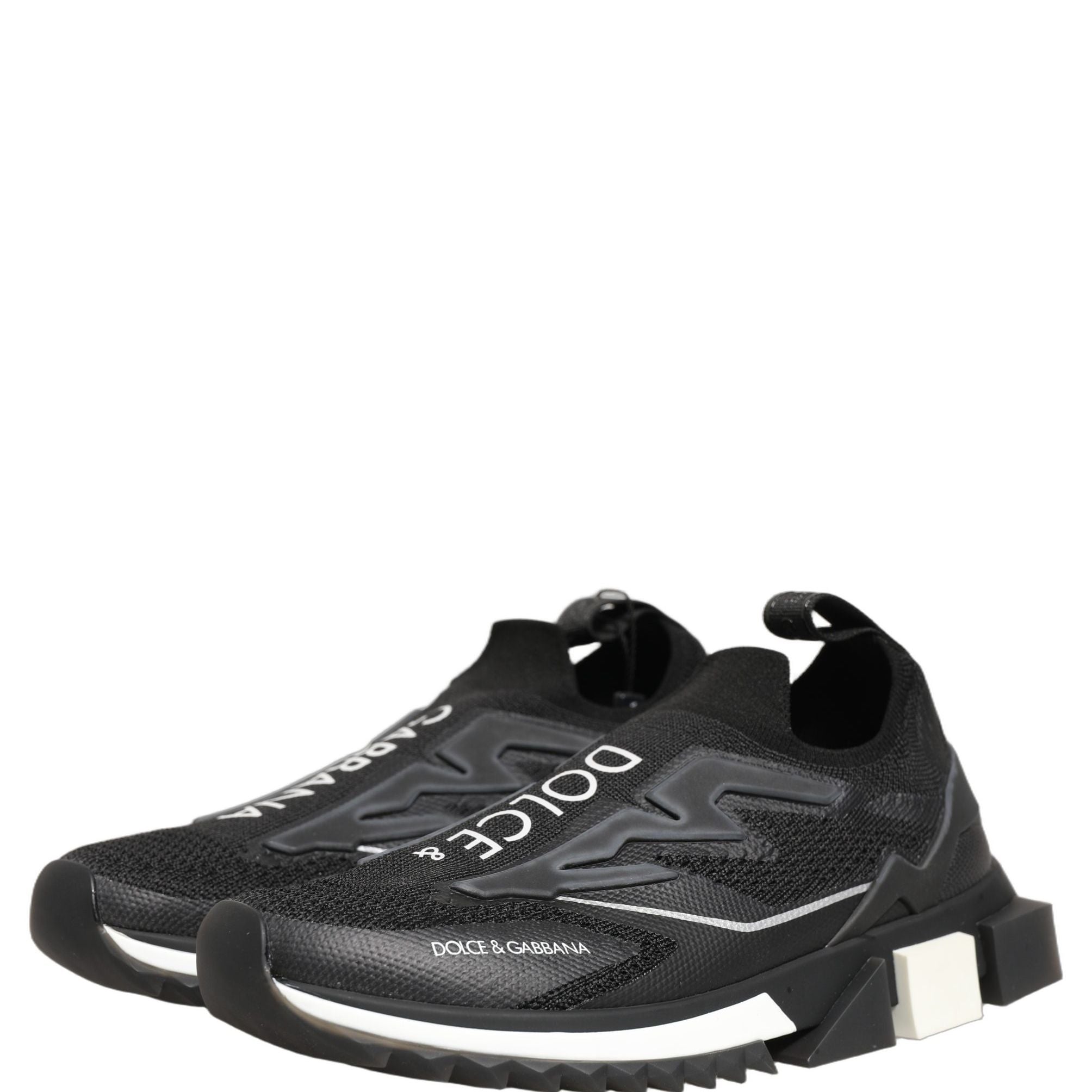 Dolce & Gabbana Black White Sorrento Slip-On Logo Sneakers Shoes