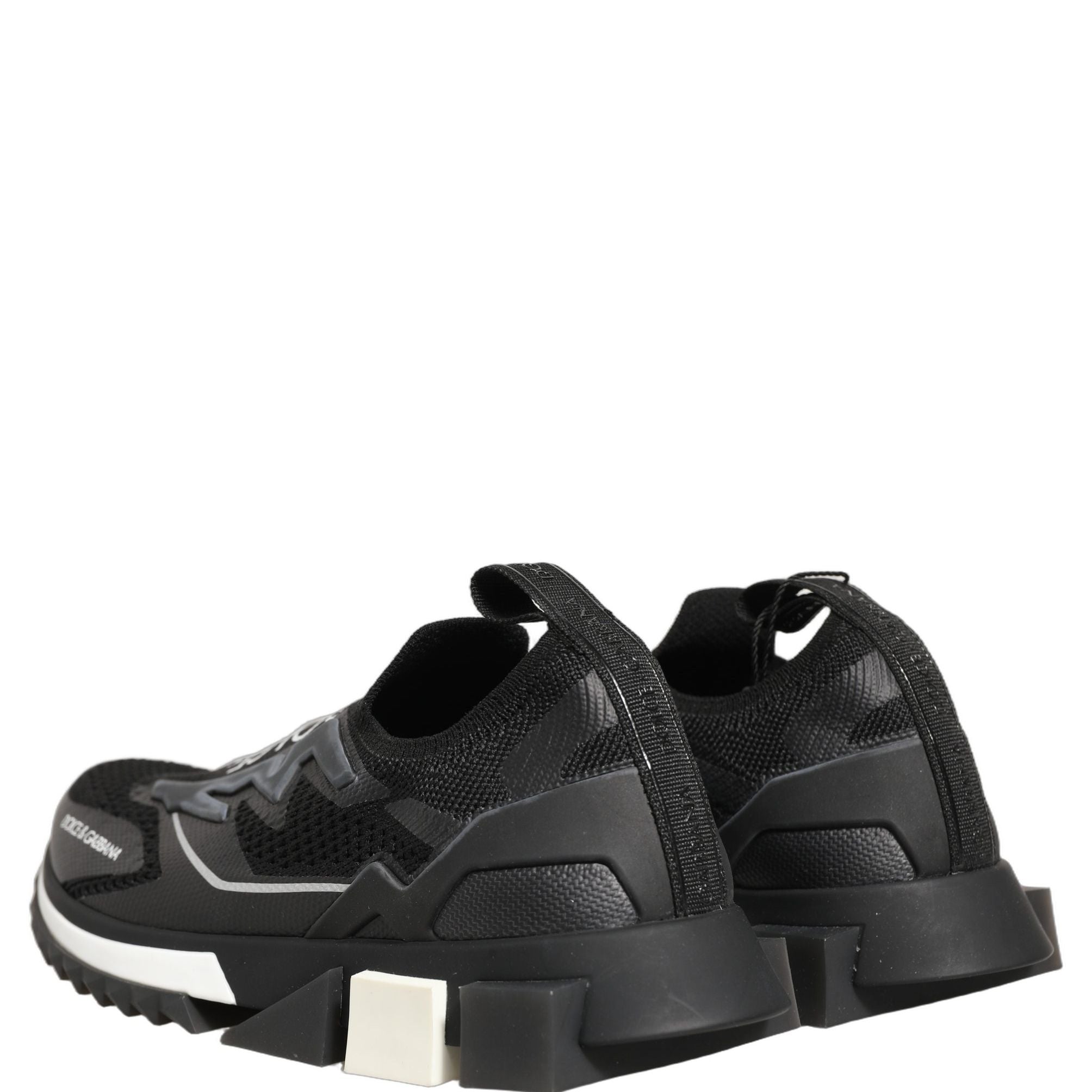 Dolce & Gabbana Black White Sorrento Slip-On Logo Sneakers Shoes