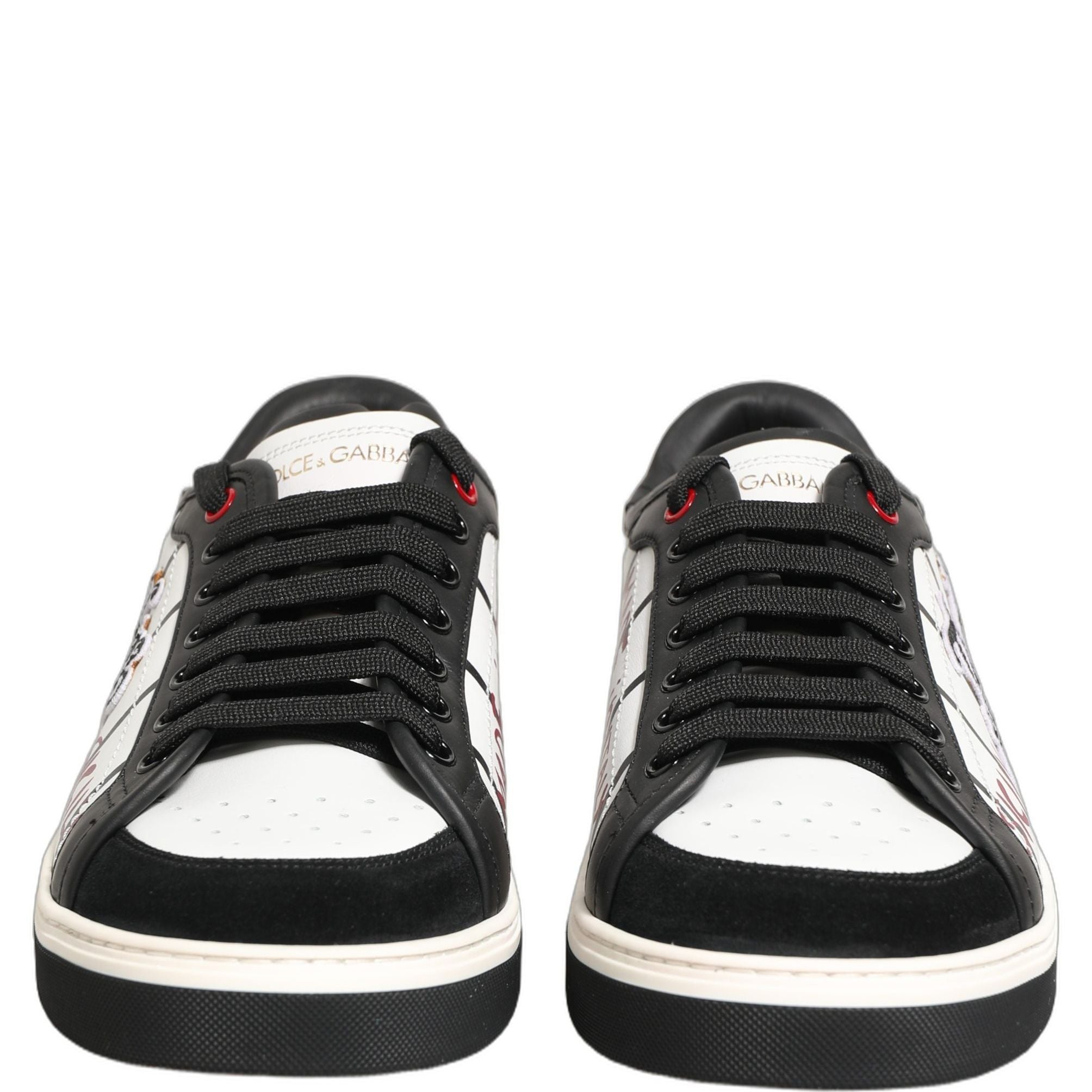 Dolce & Gabbana White Black DG Logo King Patch Low-Top Sneaker Shoes