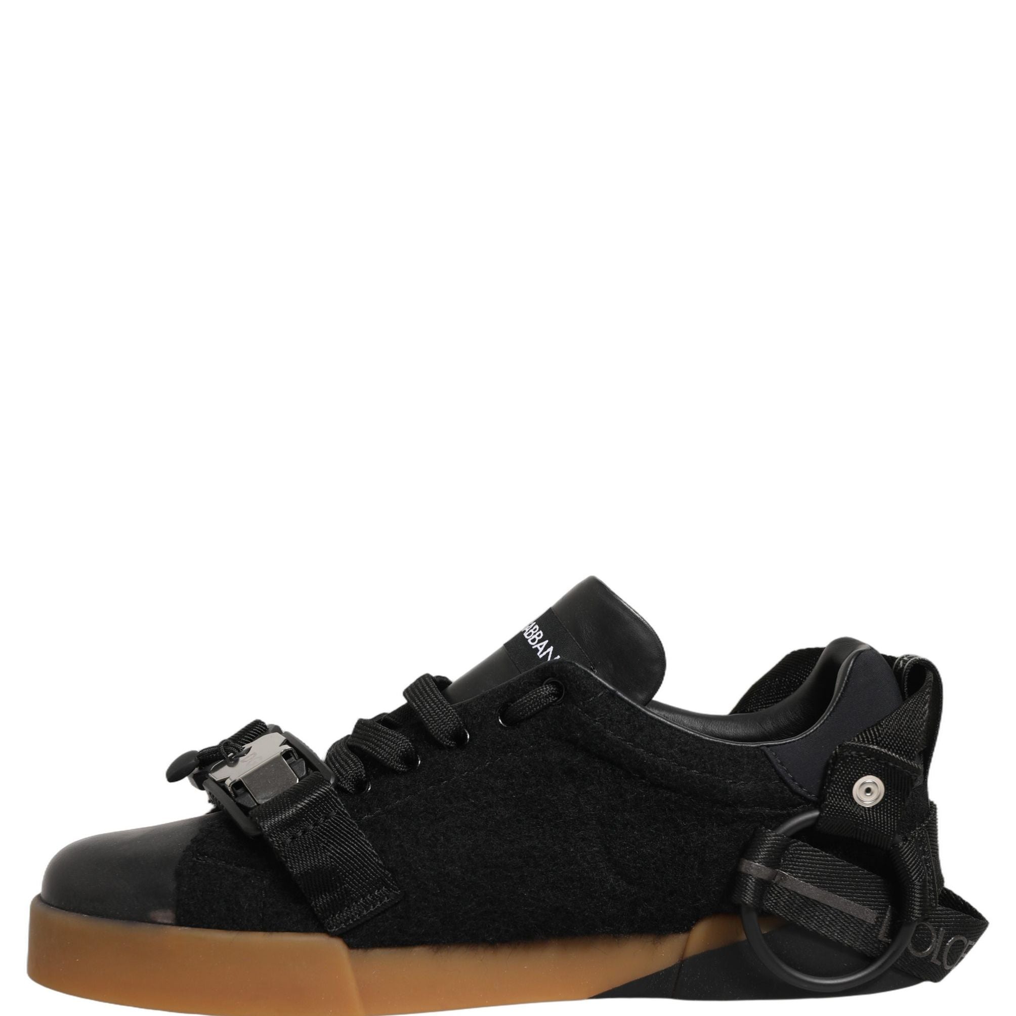 Dolce & Gabbana Black Leather Low Trainers Men Sneakers Shoes