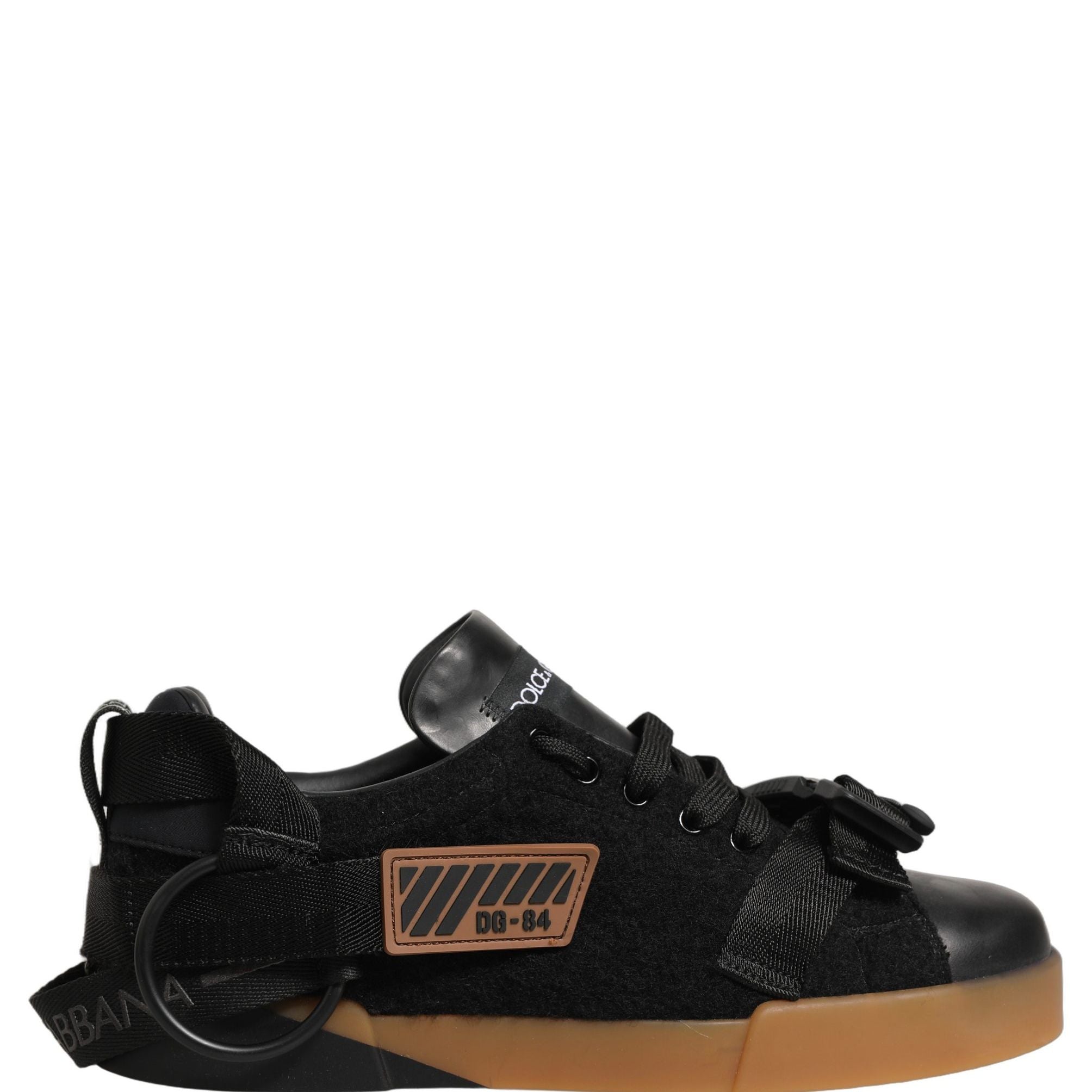 Dolce & Gabbana Black Leather Low Trainers Men Sneakers Shoes