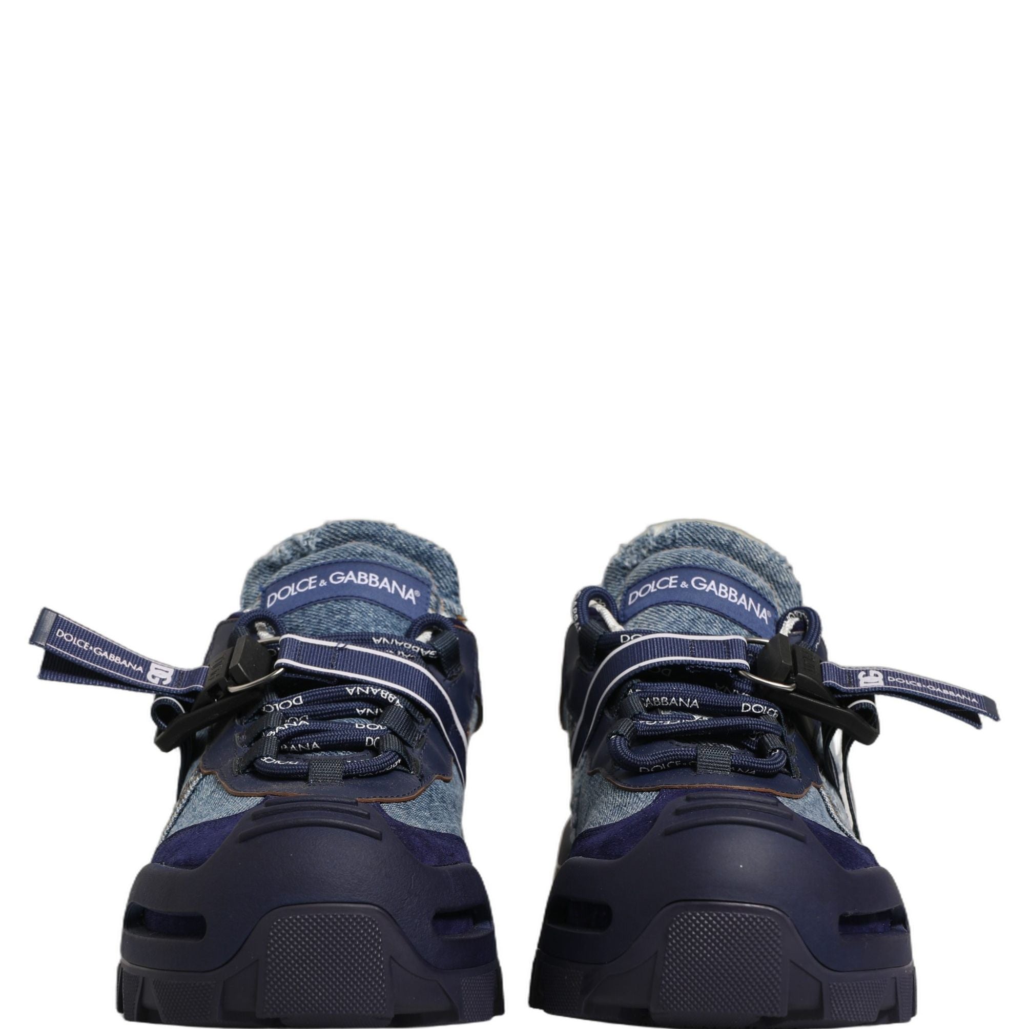 Dolce & Gabbana Blue Airmaster Panelled Low Top Denim Sneakers Shoes