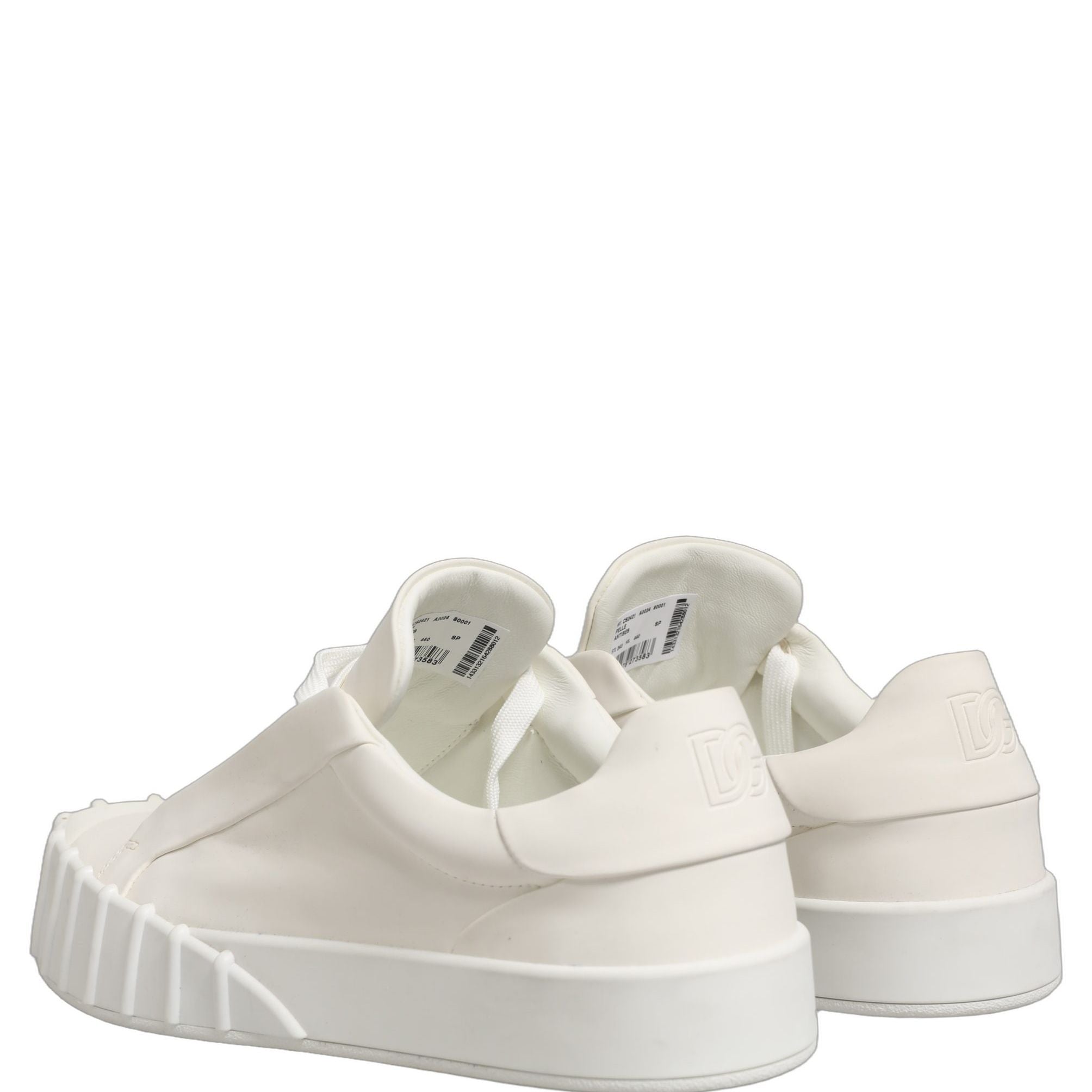 Dolce & Gabbana White Leather Low Top Lace Up Sneakers Shoes