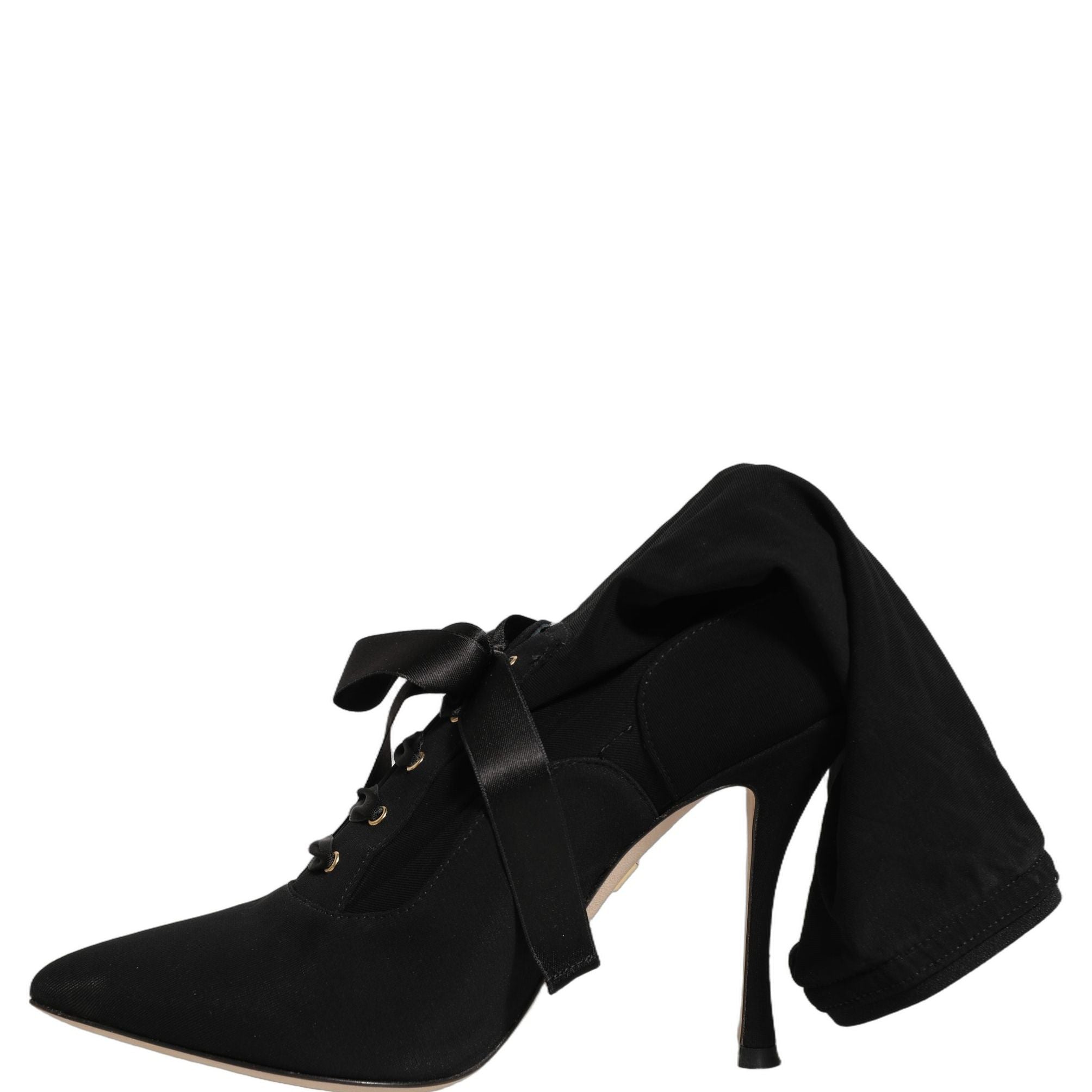 Dolce & Gabbana Black Stiletto Heels Mid Calf Boots Shoes