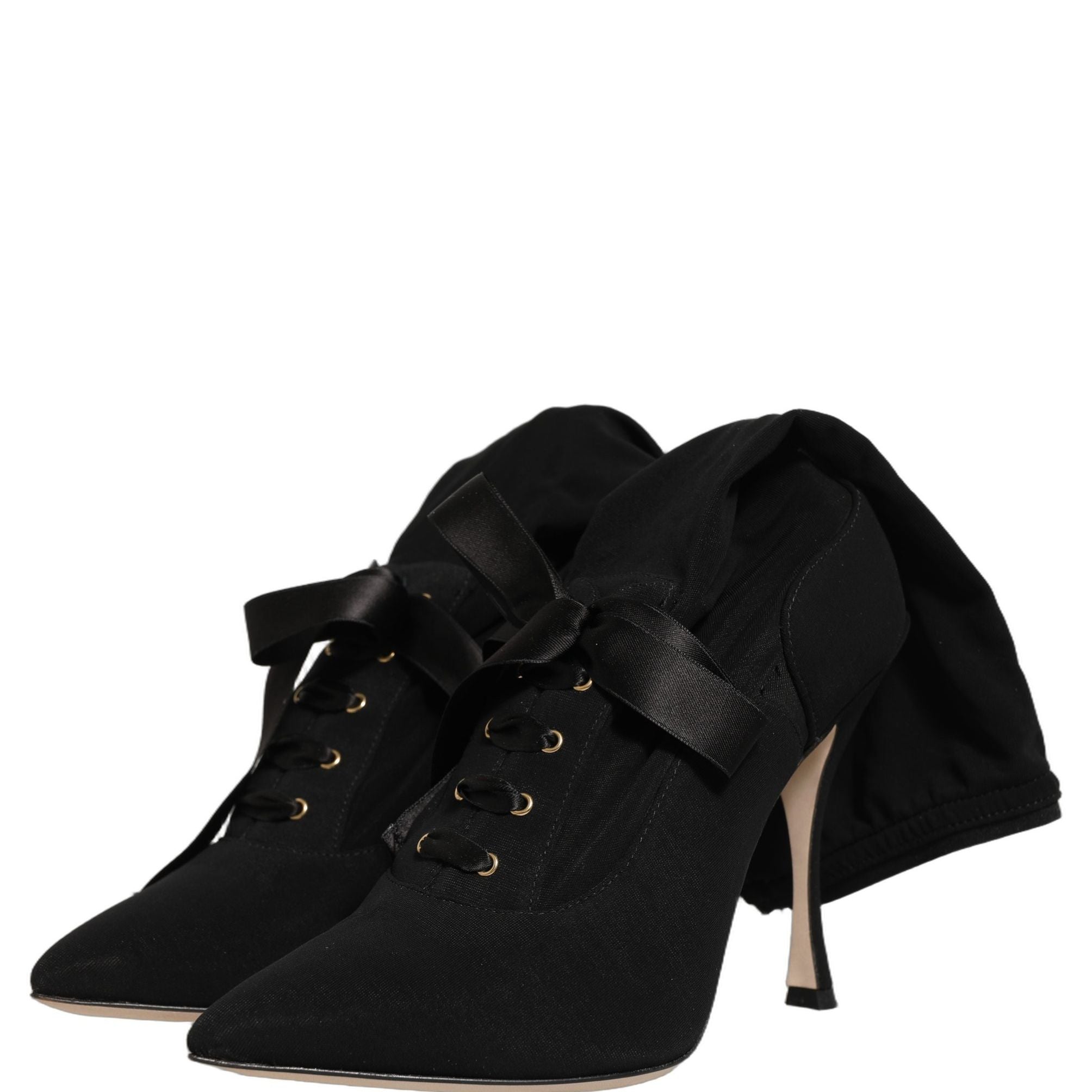 Dolce & Gabbana Black Stiletto Heels Mid Calf Boots Shoes