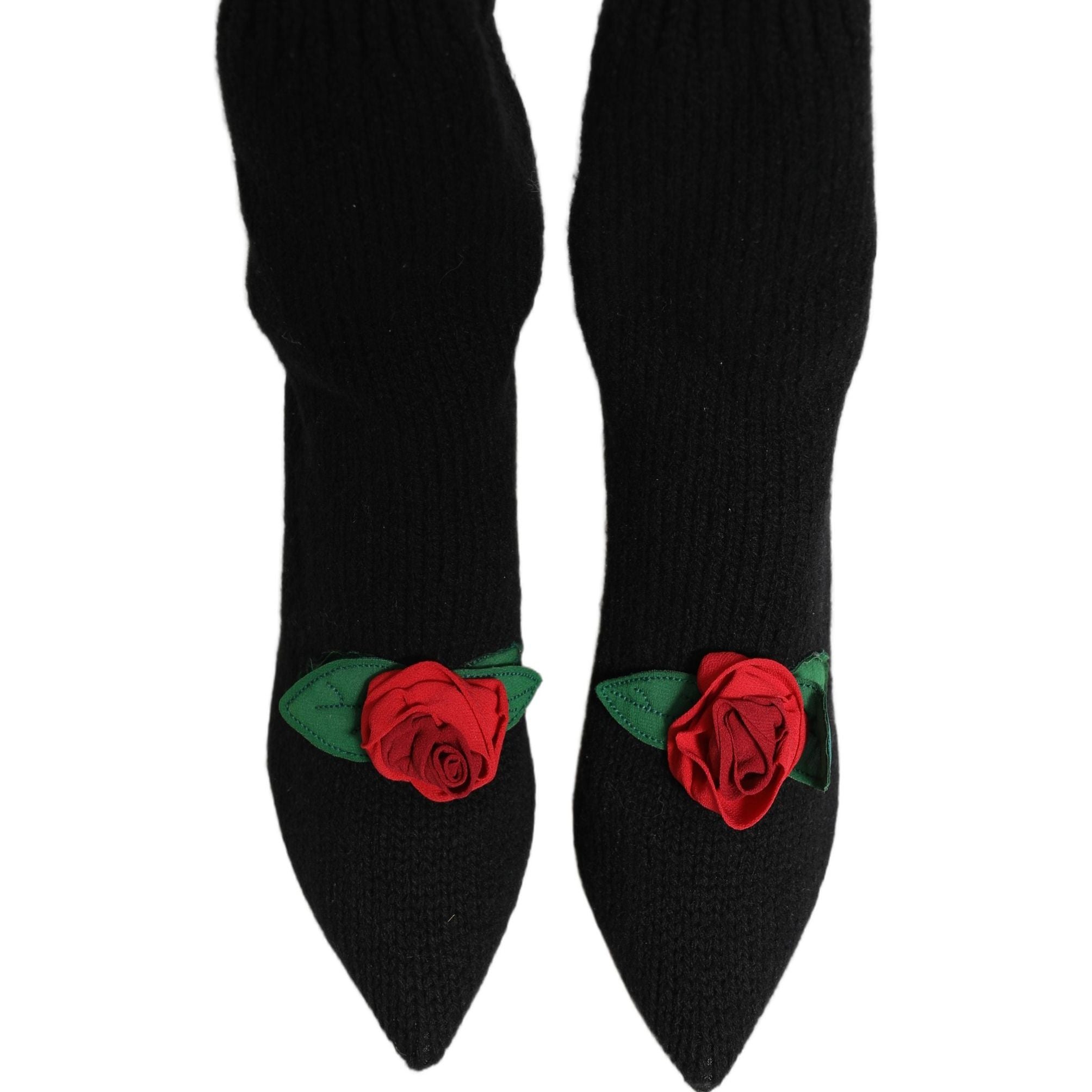 Dolce & Gabbana Black Stiletto Heels Mid Calf Boots Shoes