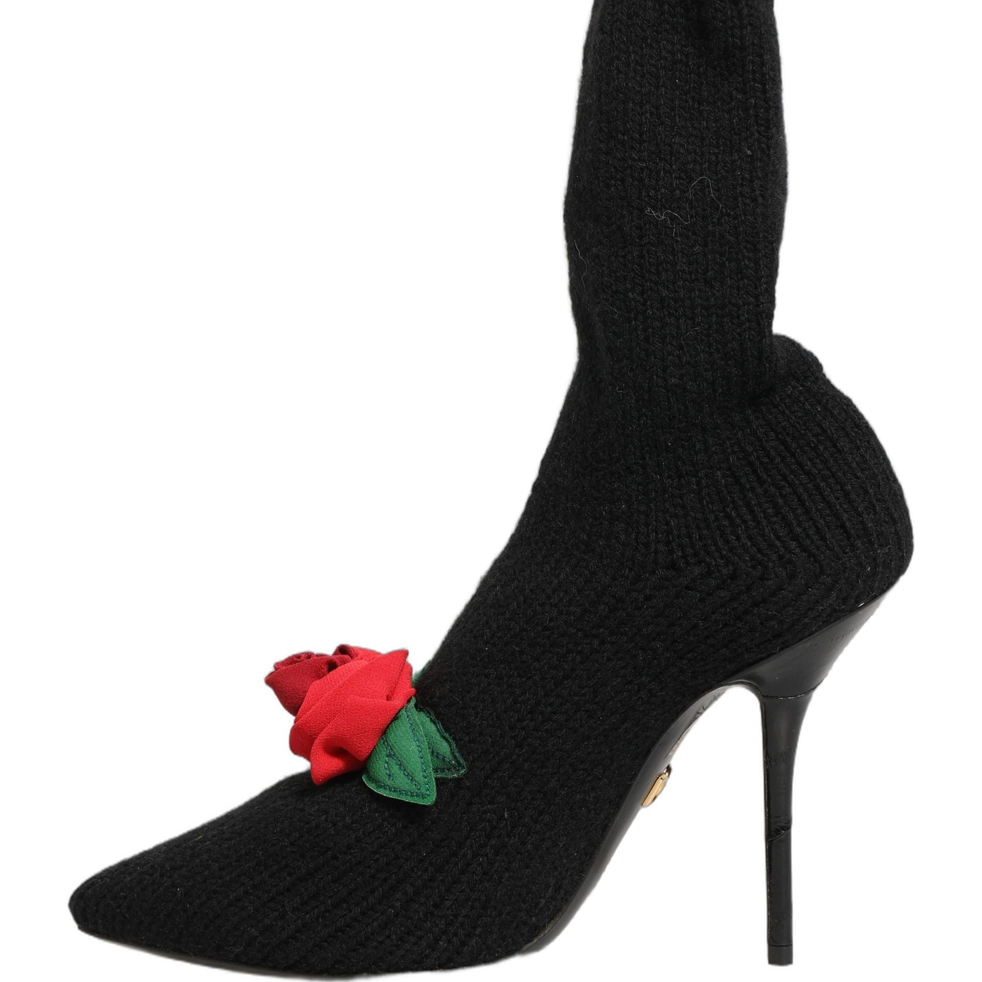 Dolce & Gabbana Black Stiletto Heels Mid Calf Boots Shoes