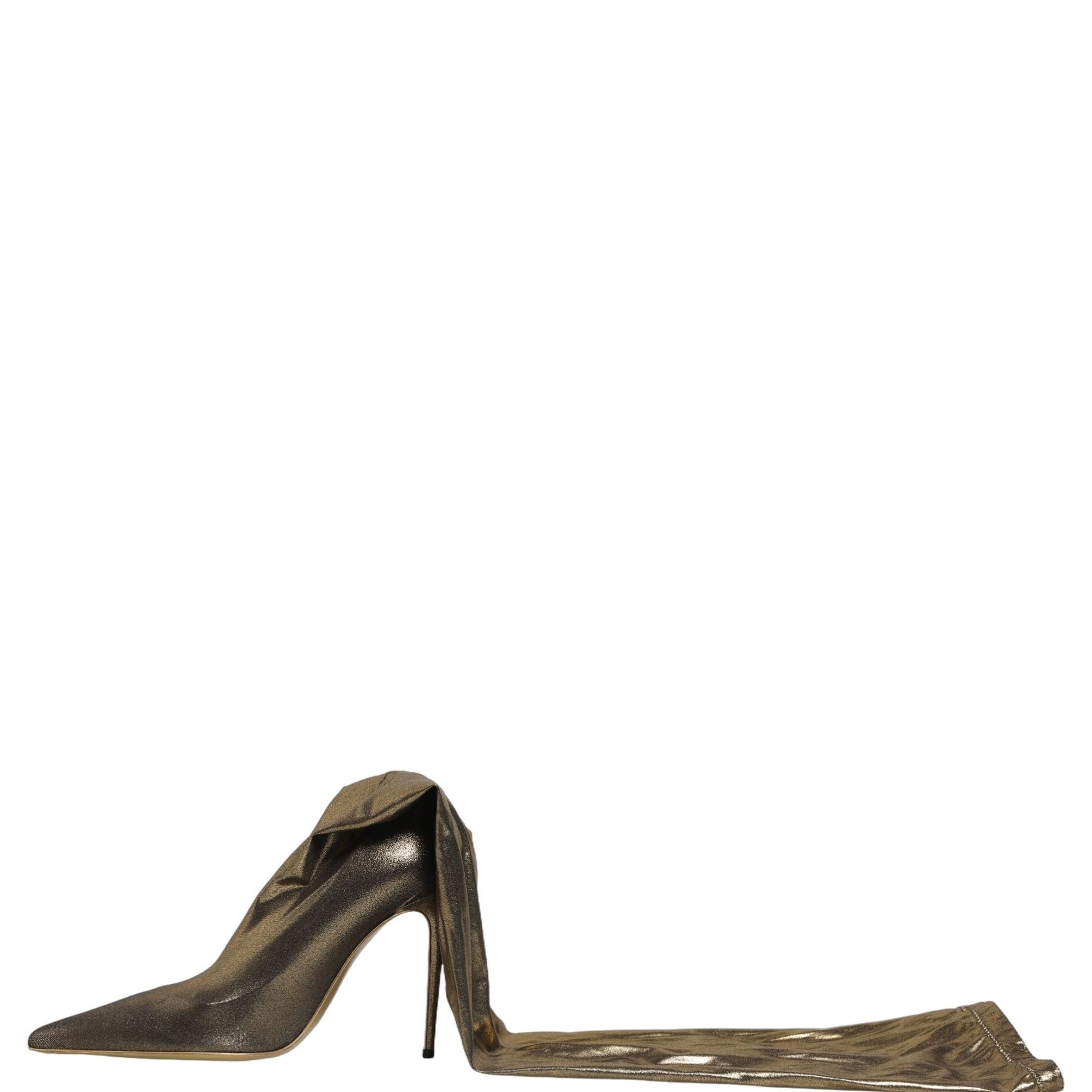 Dolce & Gabbana Gold Nylon Socks Knee High Boots Pumps Shoes