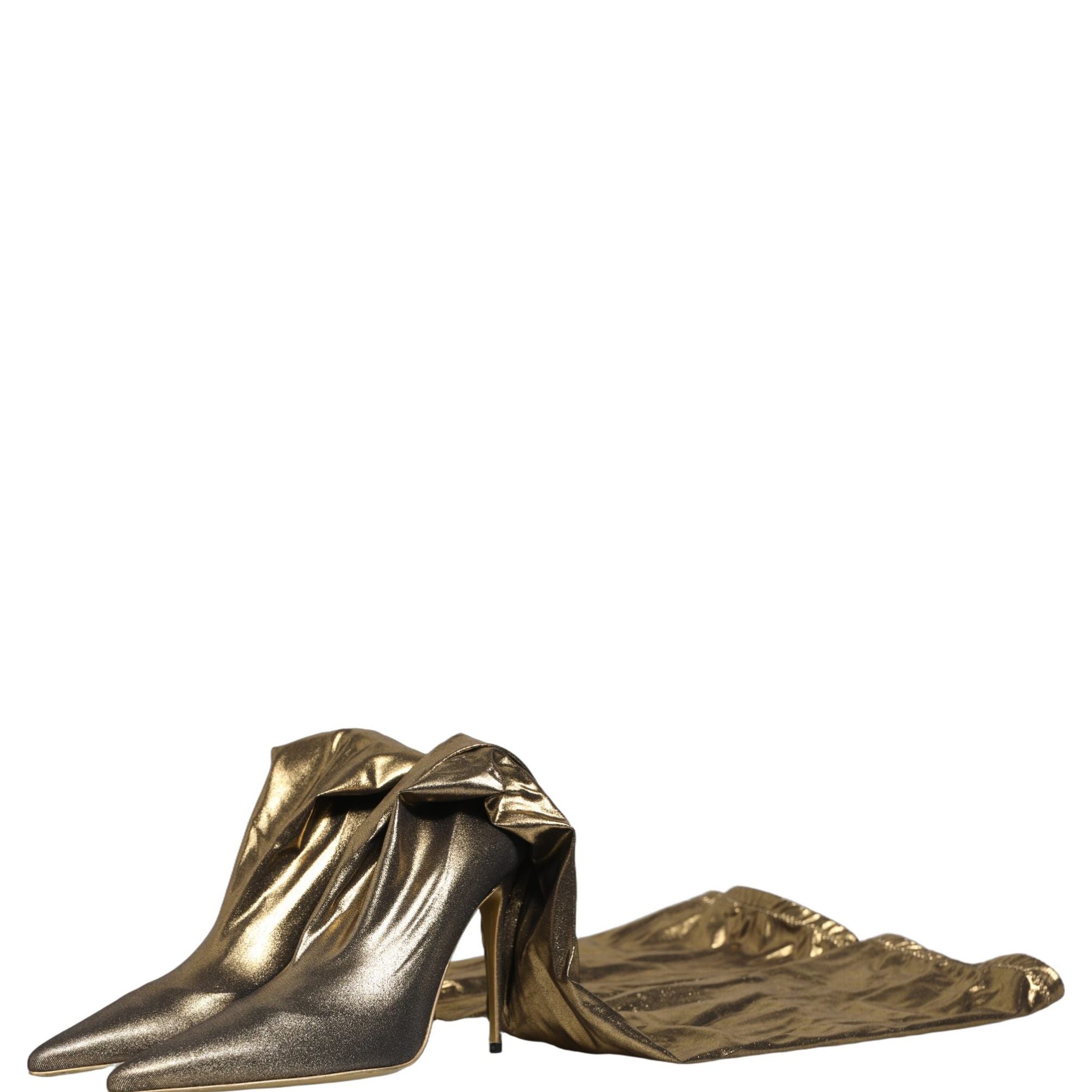 Dolce & Gabbana Gold Nylon Socks Knee High Boots Pumps Shoes