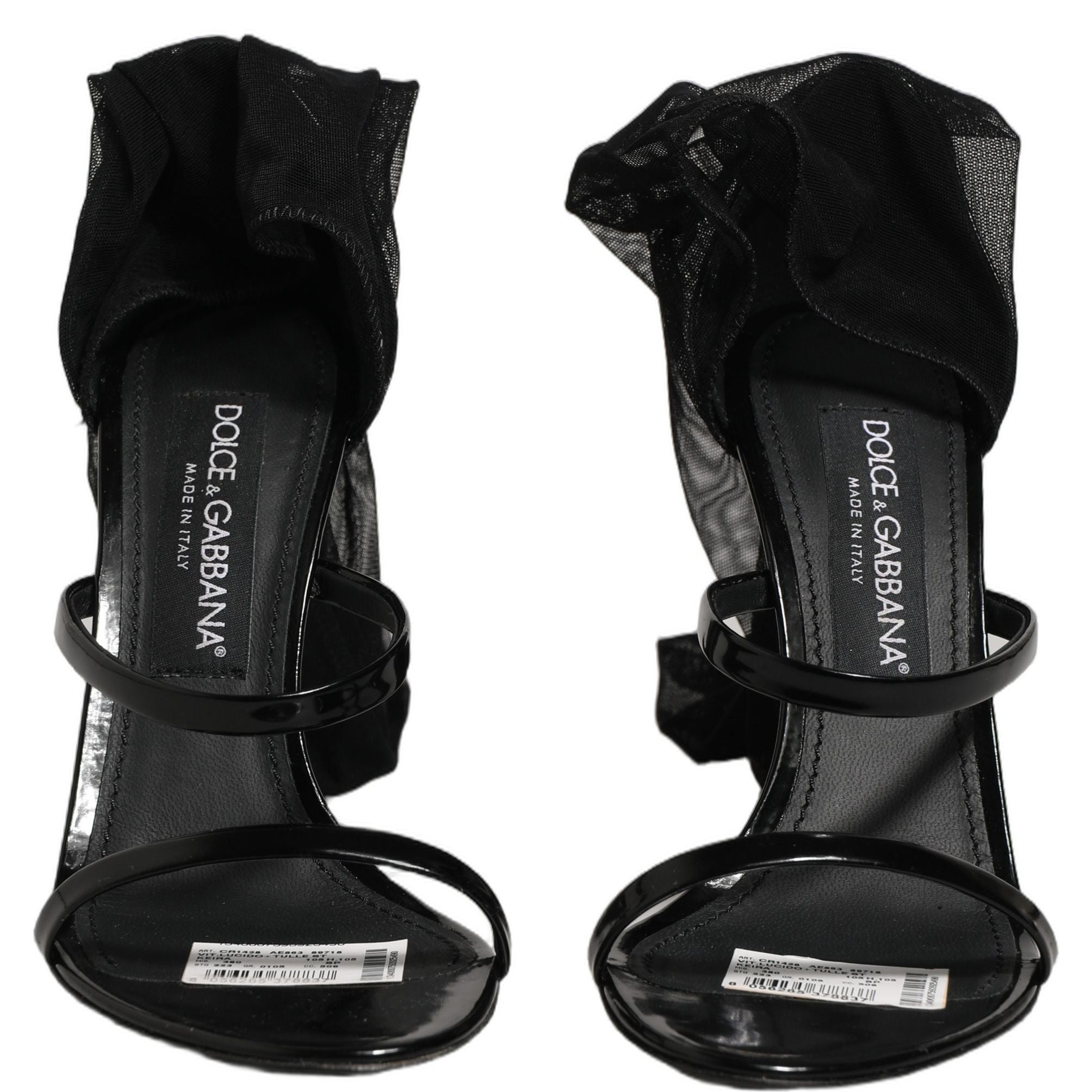 Dolce & Gabbana Stiletto Sandals Socks Knee High Boots Black