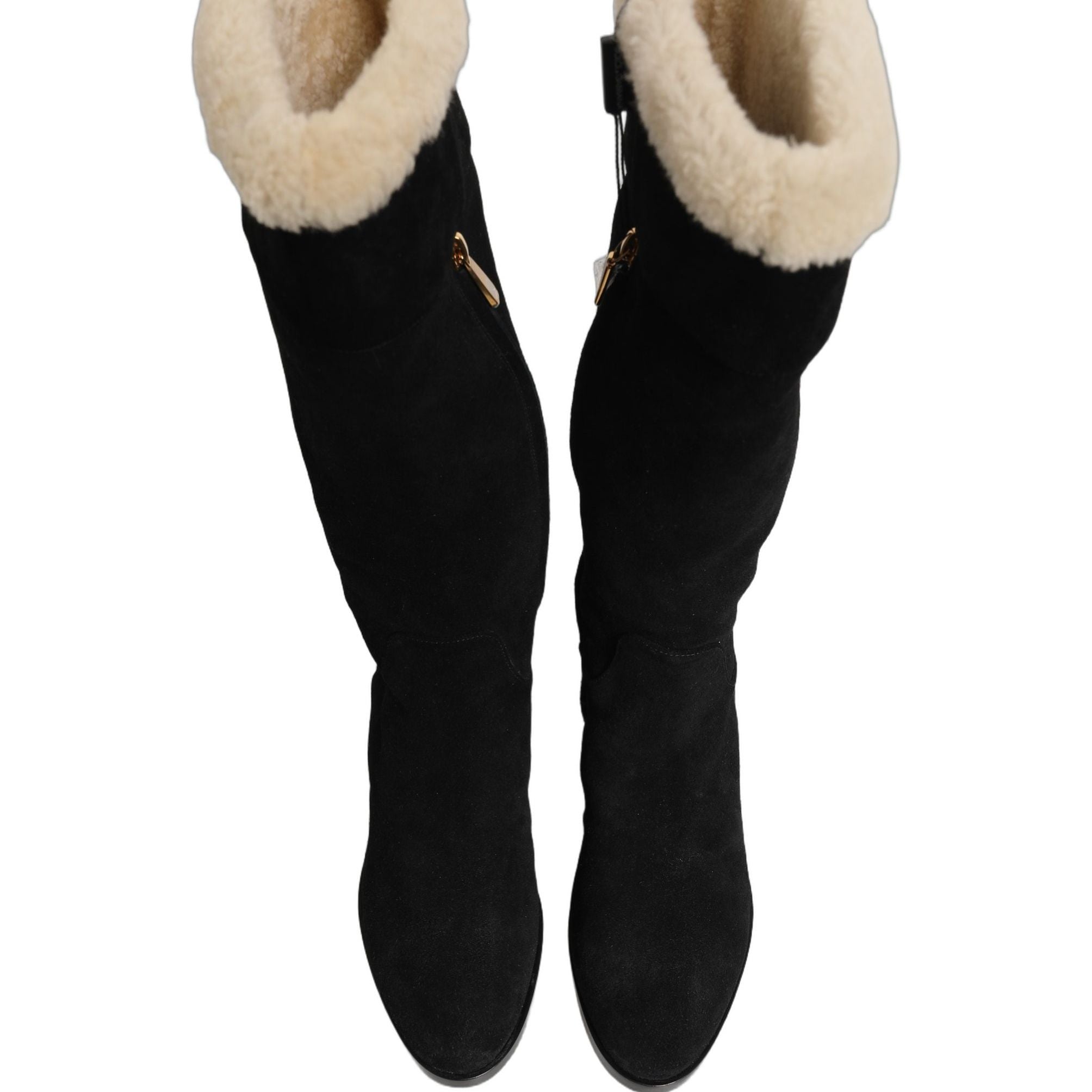 Dolce & Gabbana Suede Leather Knee High Boots Black