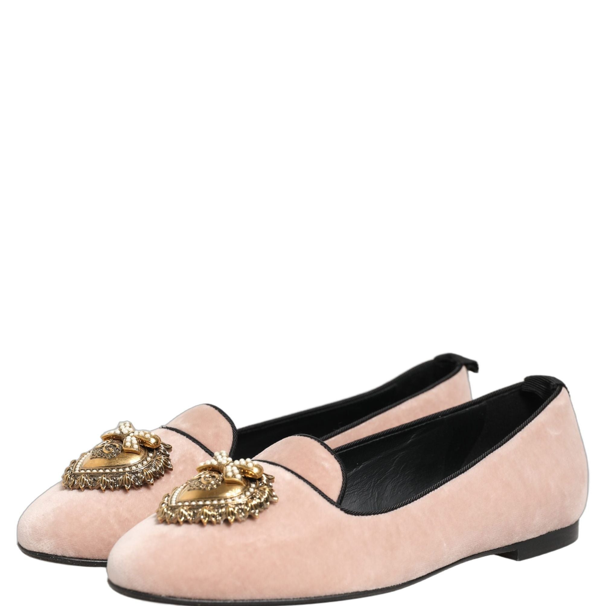 Dolce & Gabbana Pink Velvet Devotion Loafers Flats Shoes