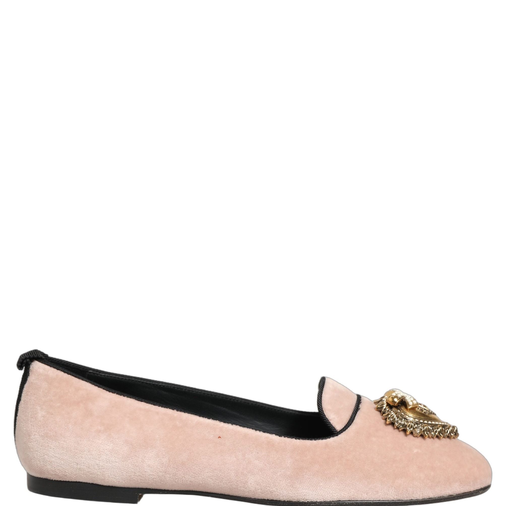 Dolce & Gabbana Pink Velvet Devotion Loafers Flats Shoes