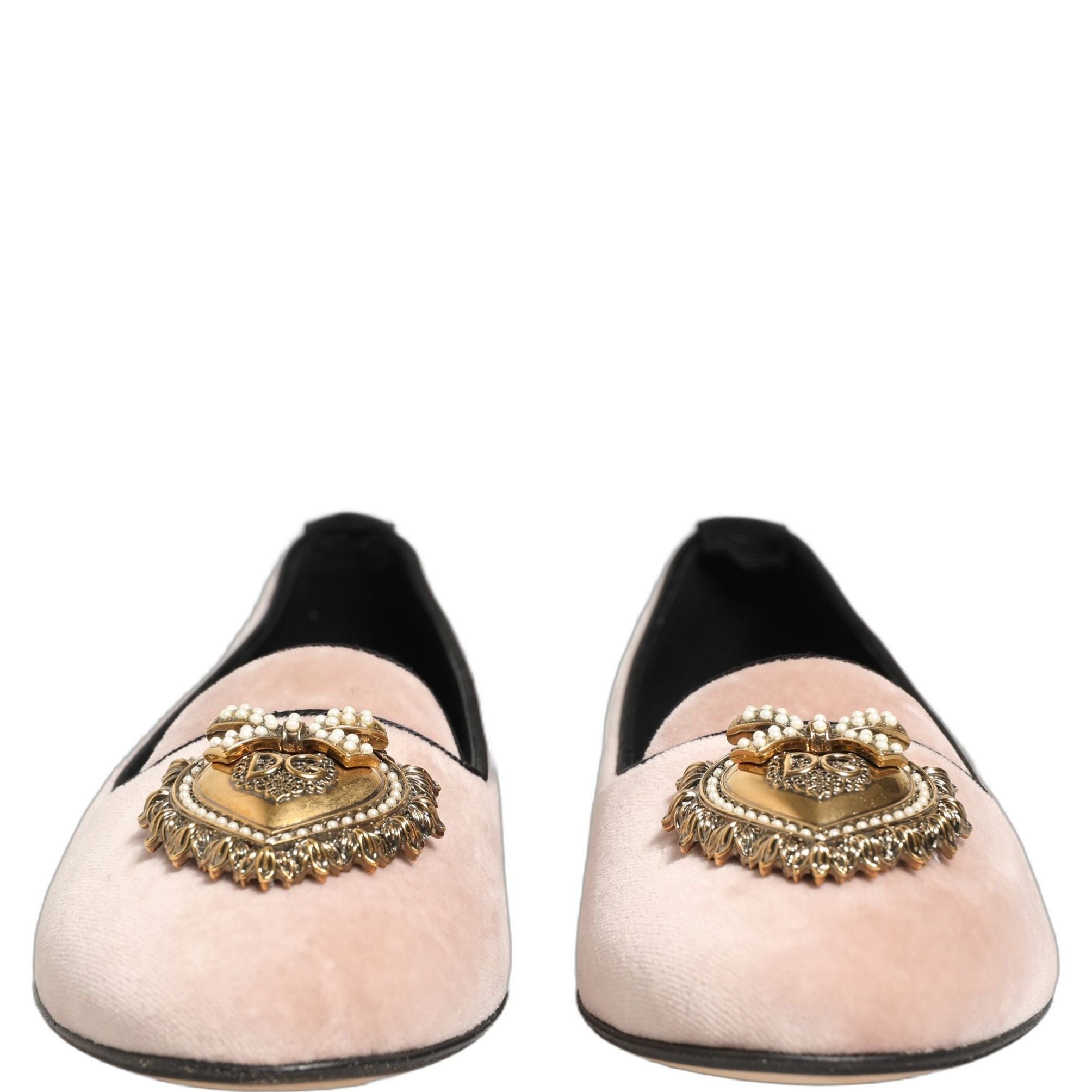 Dolce & Gabbana Pink Velvet Devotion Loafers Flats Shoes