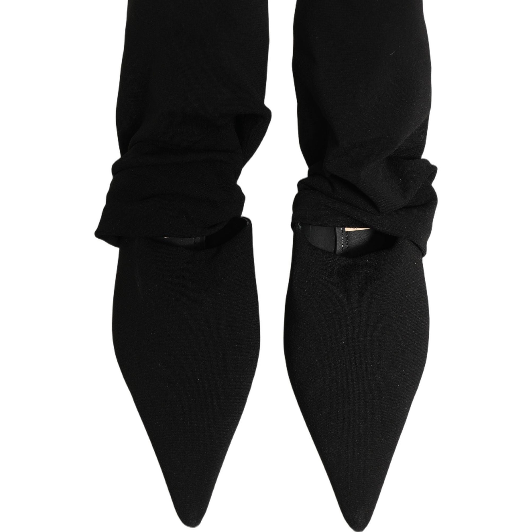 Dolce & Gabbana Black Stretch Socks Heels Ankle Boots Shoes
